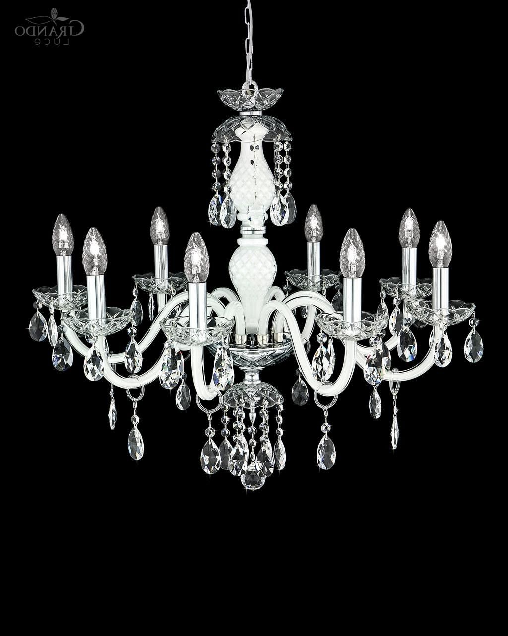104/ch 8 Chrome White Crystal Chandelier With Swrovski Spectra Intended For Well Liked White Chandeliers (View 17 of 20)