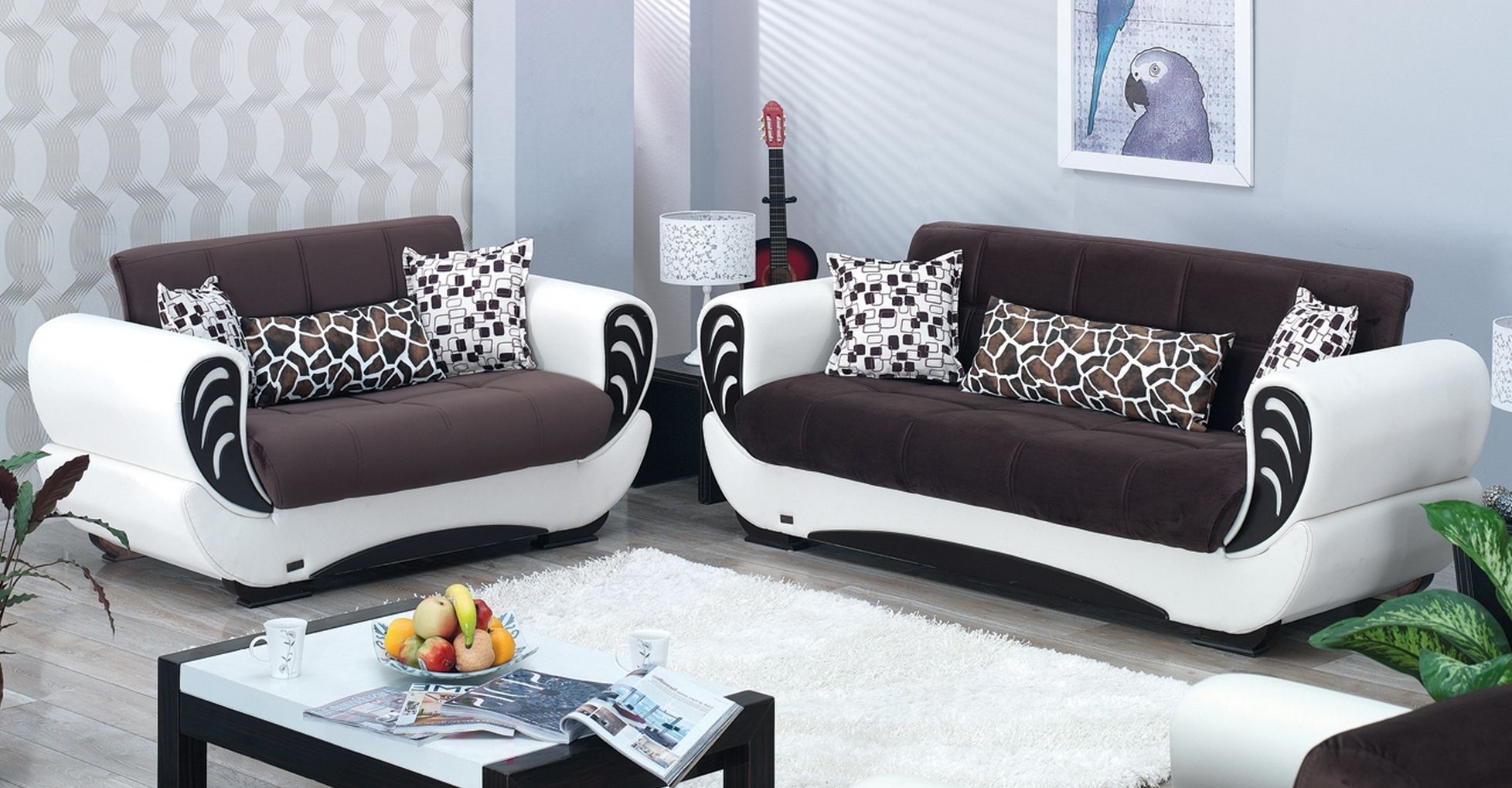 $1398.00 San Francisco 2 Pc Two Toned Brown And White Sofa Set With Most Recently Released Two Tone Sofas (Photo 8 of 20)