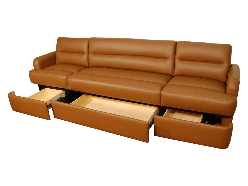2018 Awesome Light Brown Leather Sofas With Storage In Large Rectangle Shape In Leather Sofas With Storage (View 1 of 20)