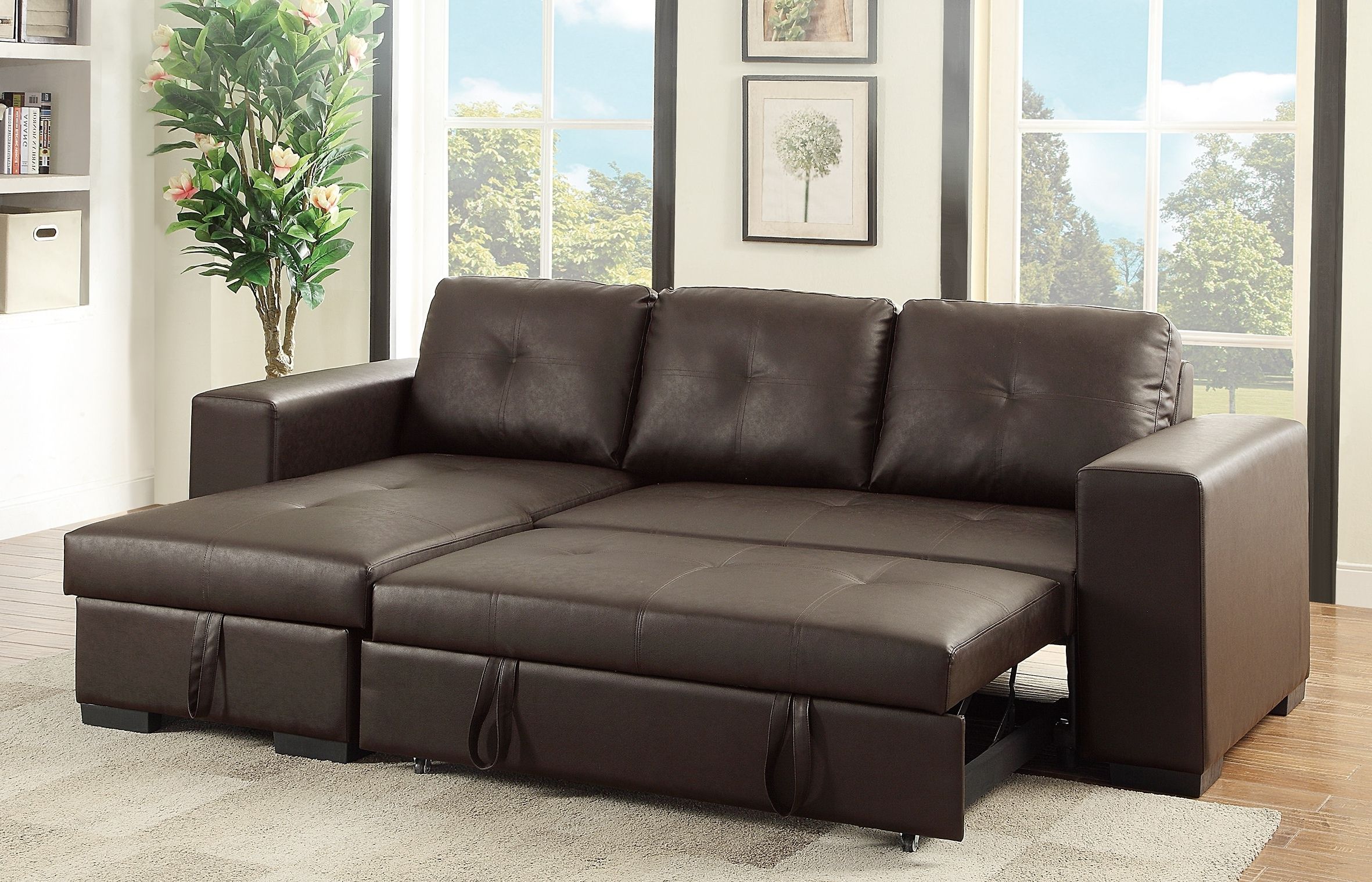 2018 F6930 Espresso Convertible Sectional Sofapoundex Within Convertible Sectional Sofas (View 1 of 20)