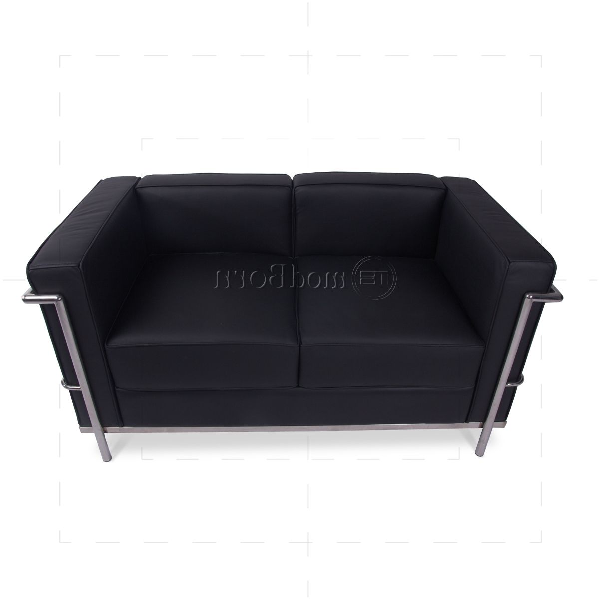 2018 Le Corbusier Style Lc2 Sofa 2 Seater Black Leather – Replica Within Black 2 Seater Sofas (View 10 of 20)
