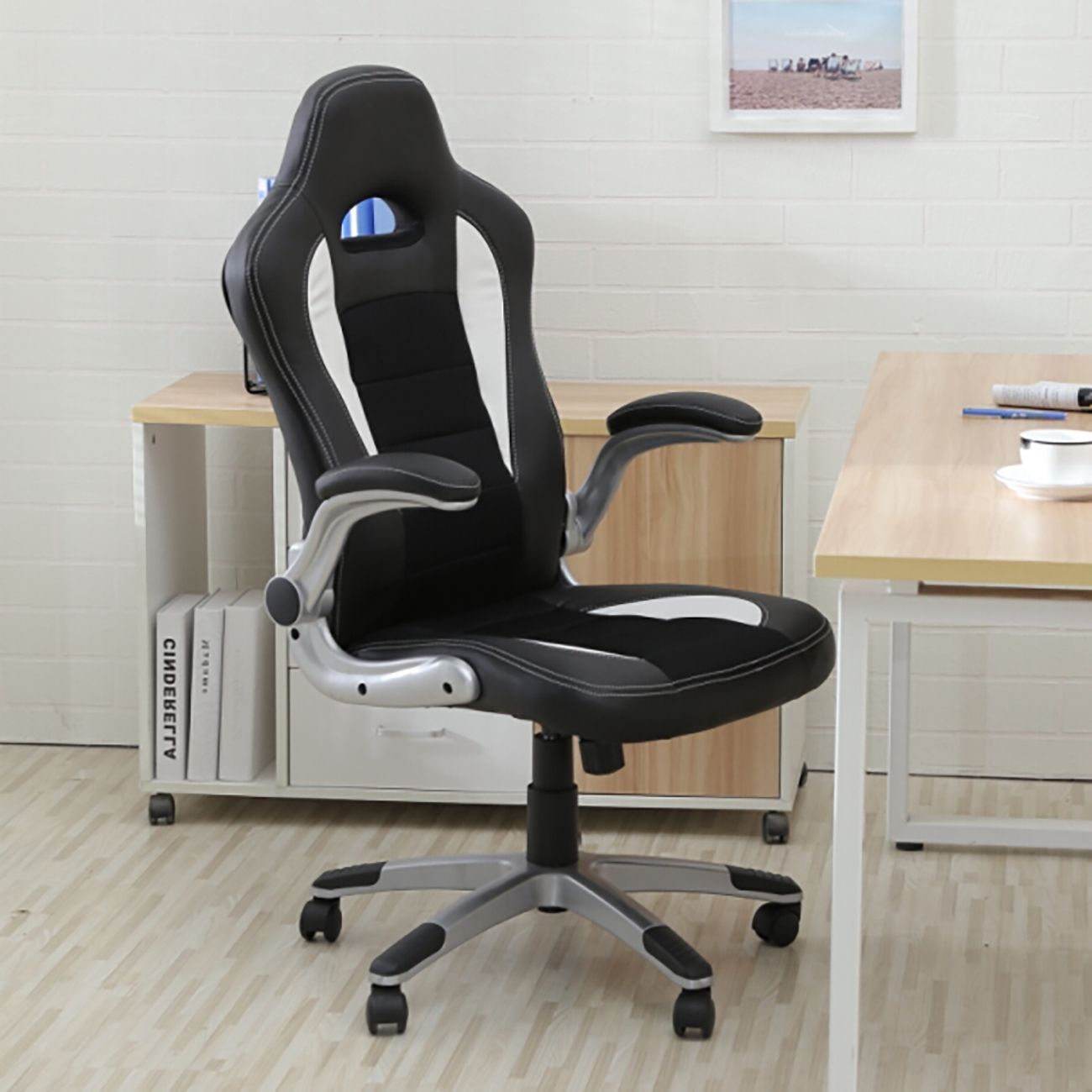 2018 Office Chair Ergonomic Computer Pu Leather Desk Race Car Bucket Pertaining To Executive Office Chairs With Flip Up Arms (View 16 of 20)