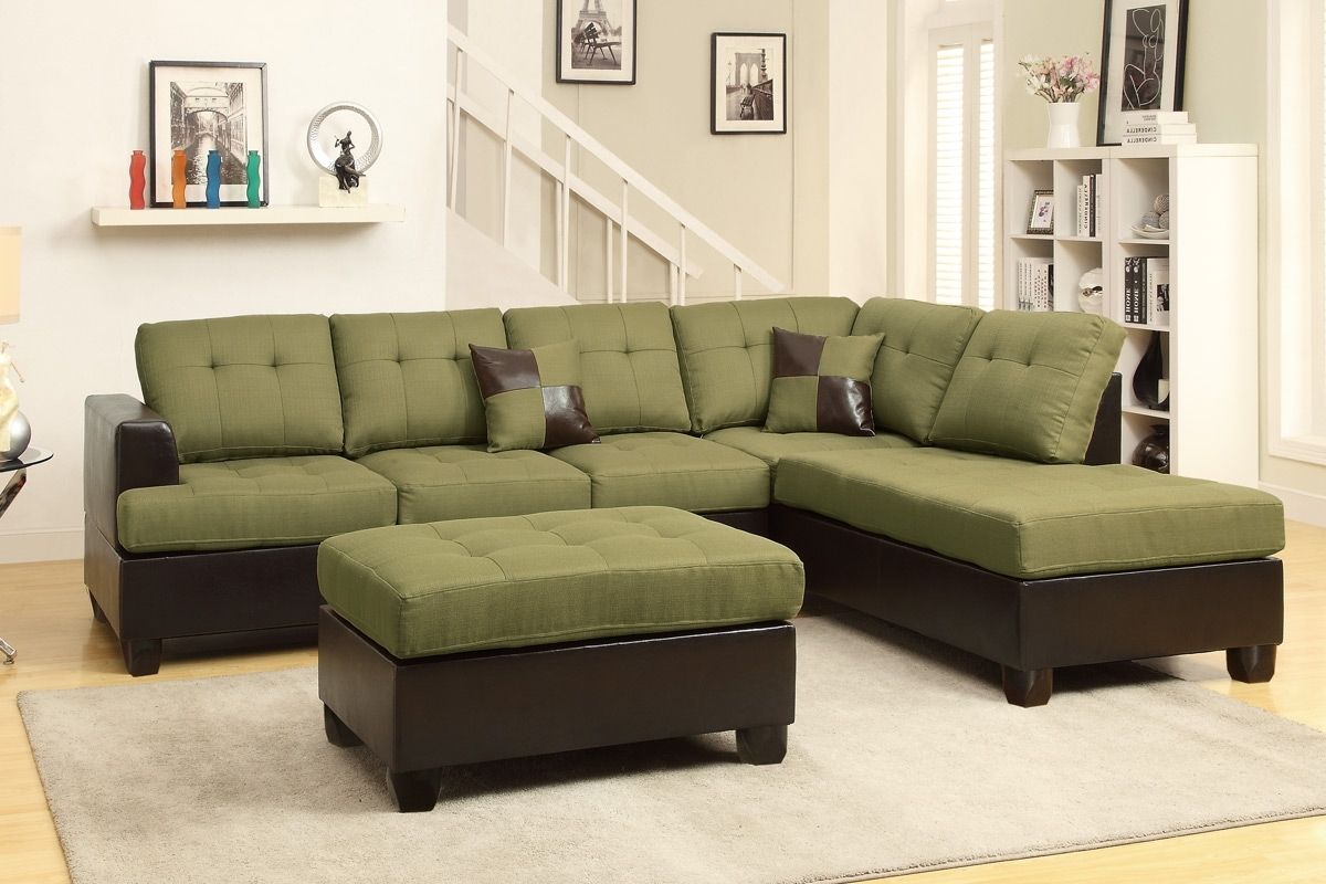 Abby Green Sectional Sofa W/ Ottoman Throughout Fashionable Green Sectional Sofas (View 1 of 20)