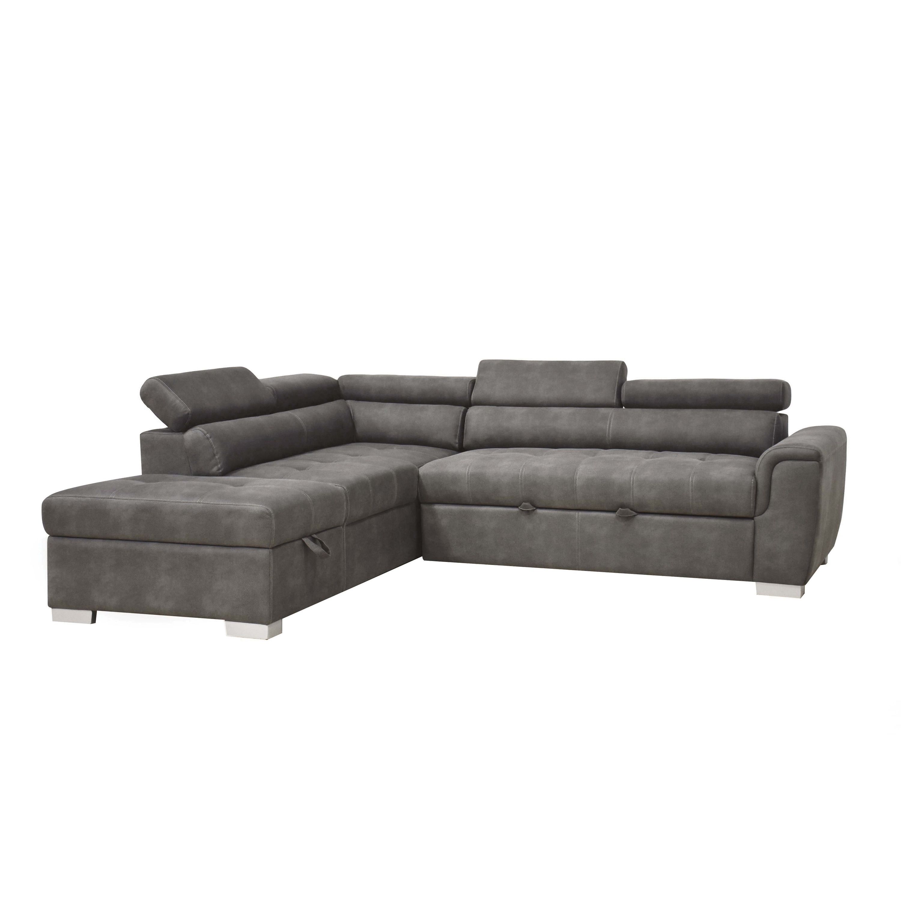 Adjustable Sectional Sofas With Queen Bed With Regard To Well Known Acme Thelma Sectional Sofa With Sleeper And Ottoman In Gray (View 16 of 20)