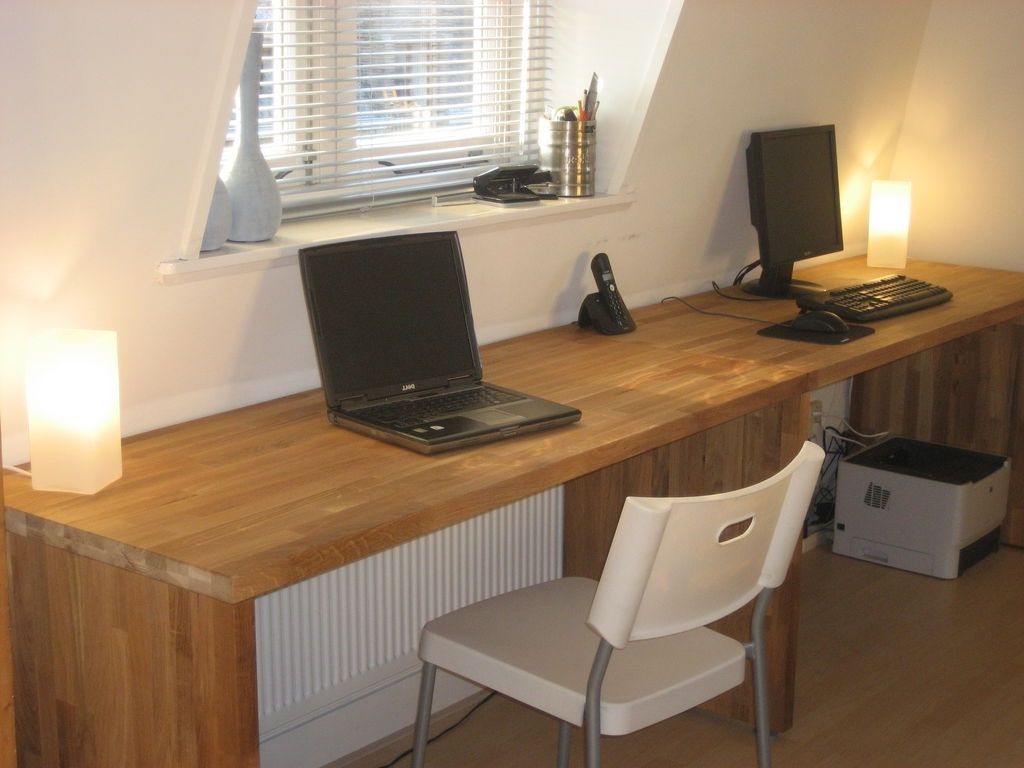 Big Oak Desk From Kitchen Worktops Intended For Fashionable Long Computer Desks (View 7 of 20)