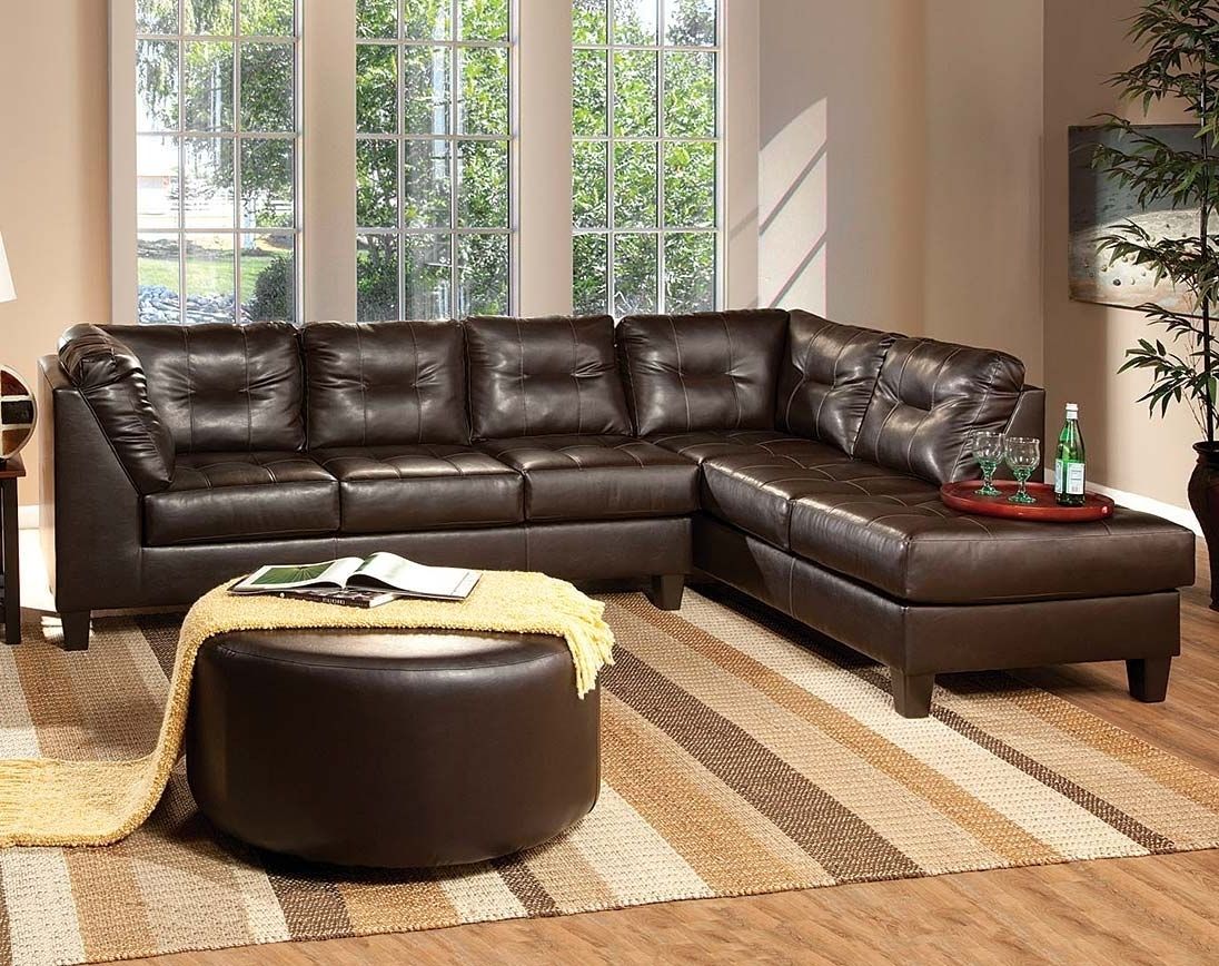 Chocolate Brown Sectional Sofas Regarding Current Dark Brown Leather Like Fabric (View 1 of 20)