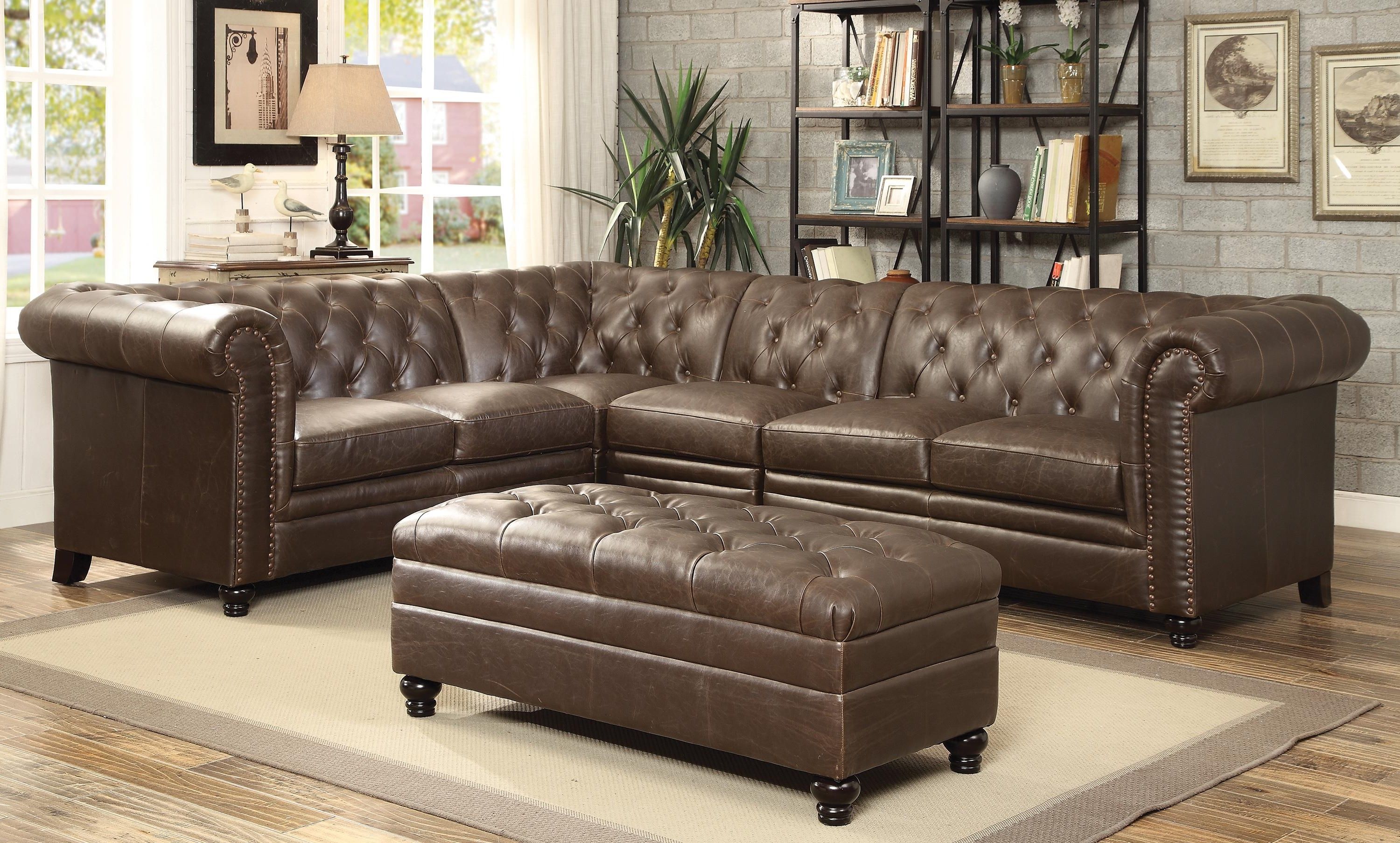 Coaster Roy Button Tufted Sectional Sofa With Armless Chair (View 14 of 20)