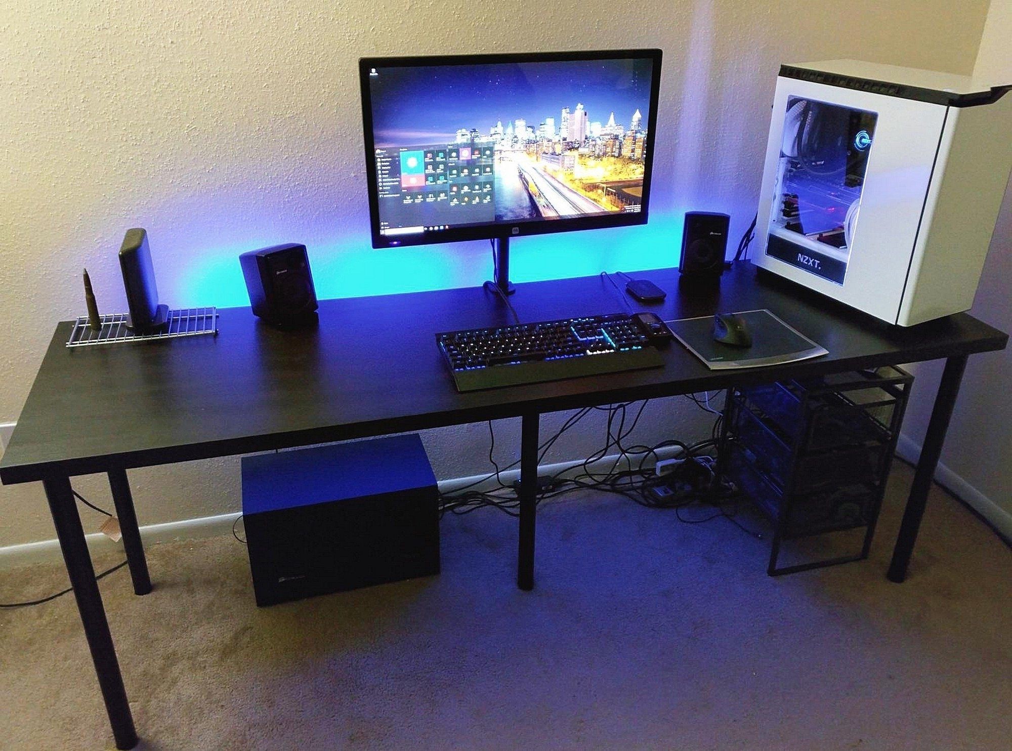 Computer Desks For Gamers For Popular Cool Gaming Computer Desk Setup With Black Ikea – Surripui (View 17 of 20)