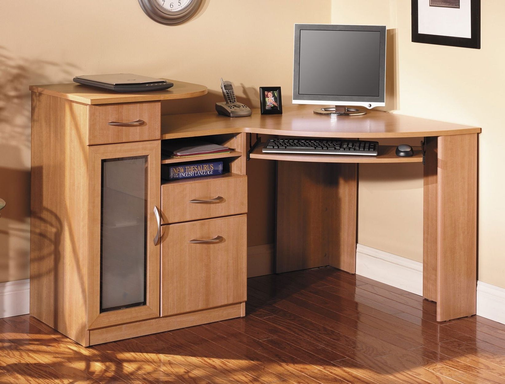 Computer Desks With Shelves Inside Latest Furniture : Cheap Black Corner Desk Corner Desk And Shelves Oak (View 14 of 20)