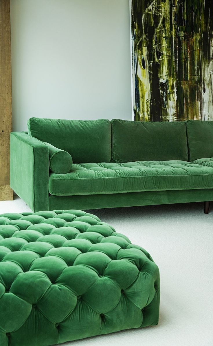 Current Green Velvet Left Sectional – Tufted (View 1 of 20)