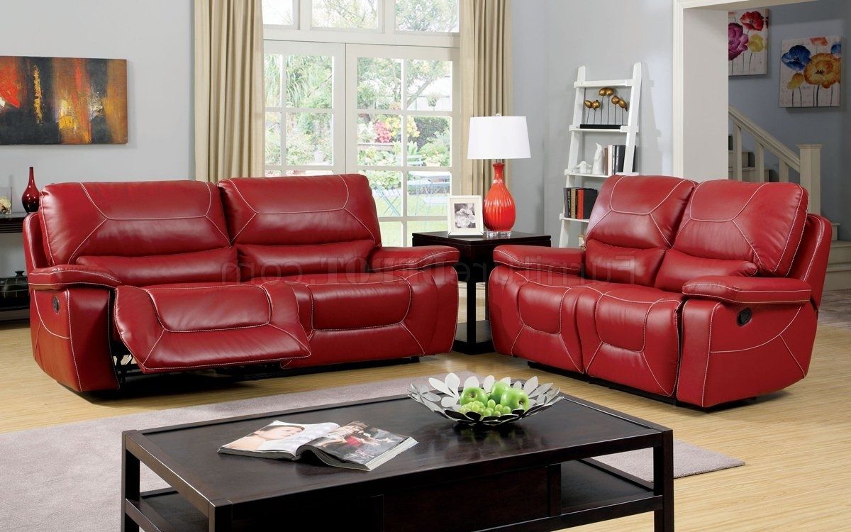 Current Newburg Reclining Sofa Cm6814rd In Red Leather Match W/options With Regard To Red Leather Reclining Sofas And Loveseats (View 1 of 20)