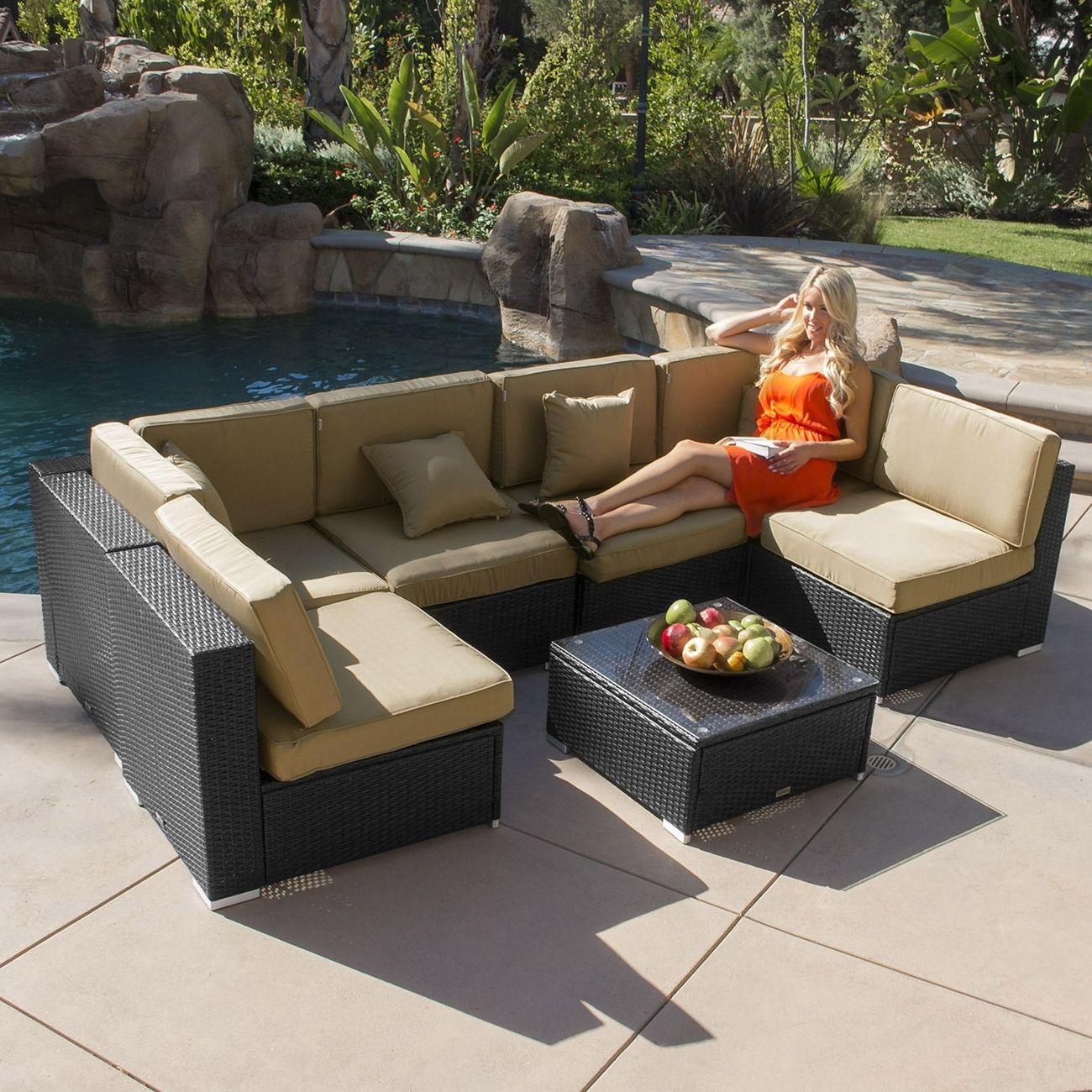 Current Trinidad And Tobago Sectional Sofas In 7pc Outdoor Patio Rattan Wicker Furniture Aluminum Sectional Sofa (View 17 of 20)