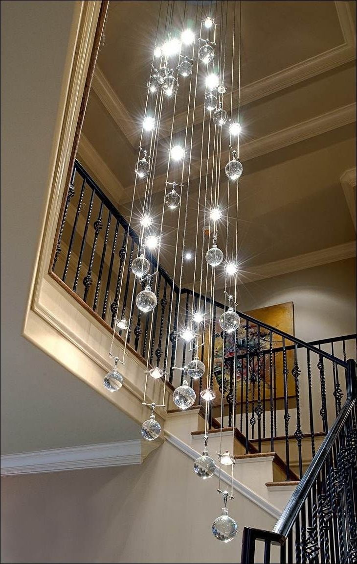 Decoration, Contemporary Crystal Chandelier Decorating Area Around For Most Up To Date Staircase Chandeliers (Photo 1 of 20)