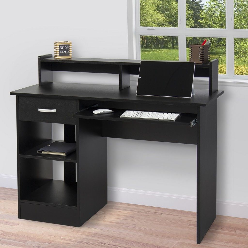 Desk : Modern Desk With Drawers Black Desk Wood White Corner Desks Inside Most Recent Black Computer Desks (View 13 of 20)