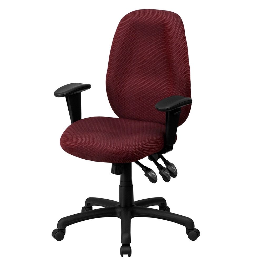 Ergonomic Home High Back Burgundy Fabric Multi Functional Intended For Famous Global Executive Office Chairs (View 18 of 20)