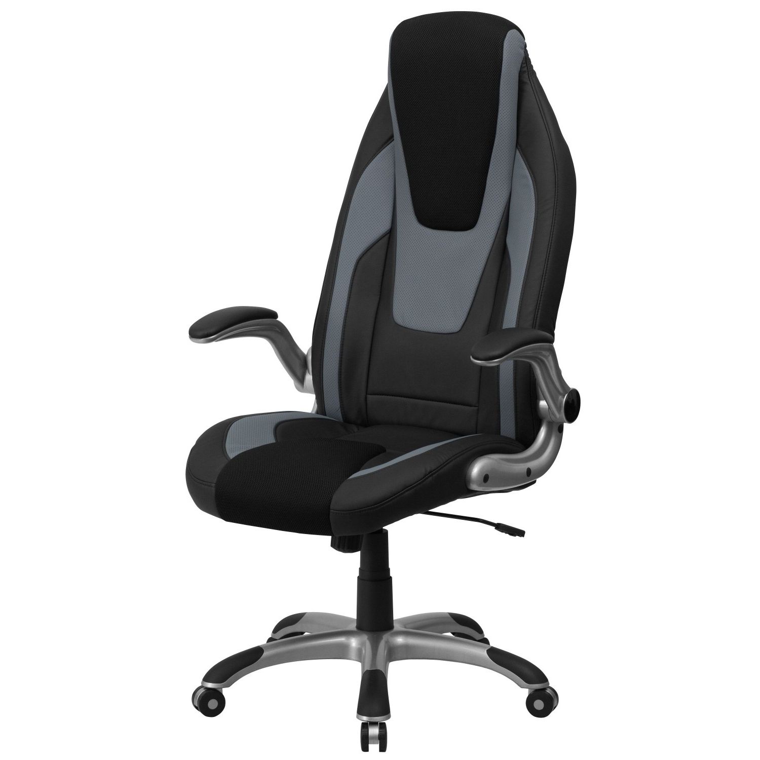 Executive Office Chairs With Flip Up Arms For Trendy Furniture Ch Cx0326h02 Gg High Back Black & Gray Vinyl Executive (View 6 of 20)