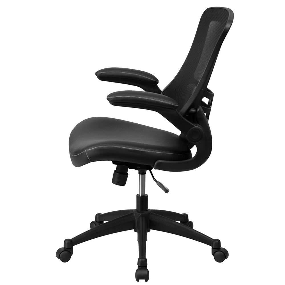Executive Office Chairs With Flip Up Arms For Well Known Flash Furniture Bl X 5m Lea Gg Mid Back Black Mesh And Leather (View 11 of 20)