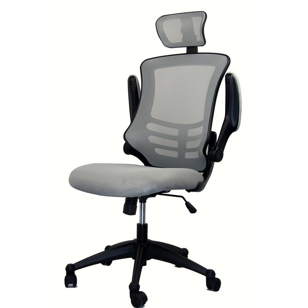 Fashionable Silver Grey Modern High Back Mesh Executive Office Chair With Throughout Executive Office Chairs With Flip Up Arms (View 4 of 20)