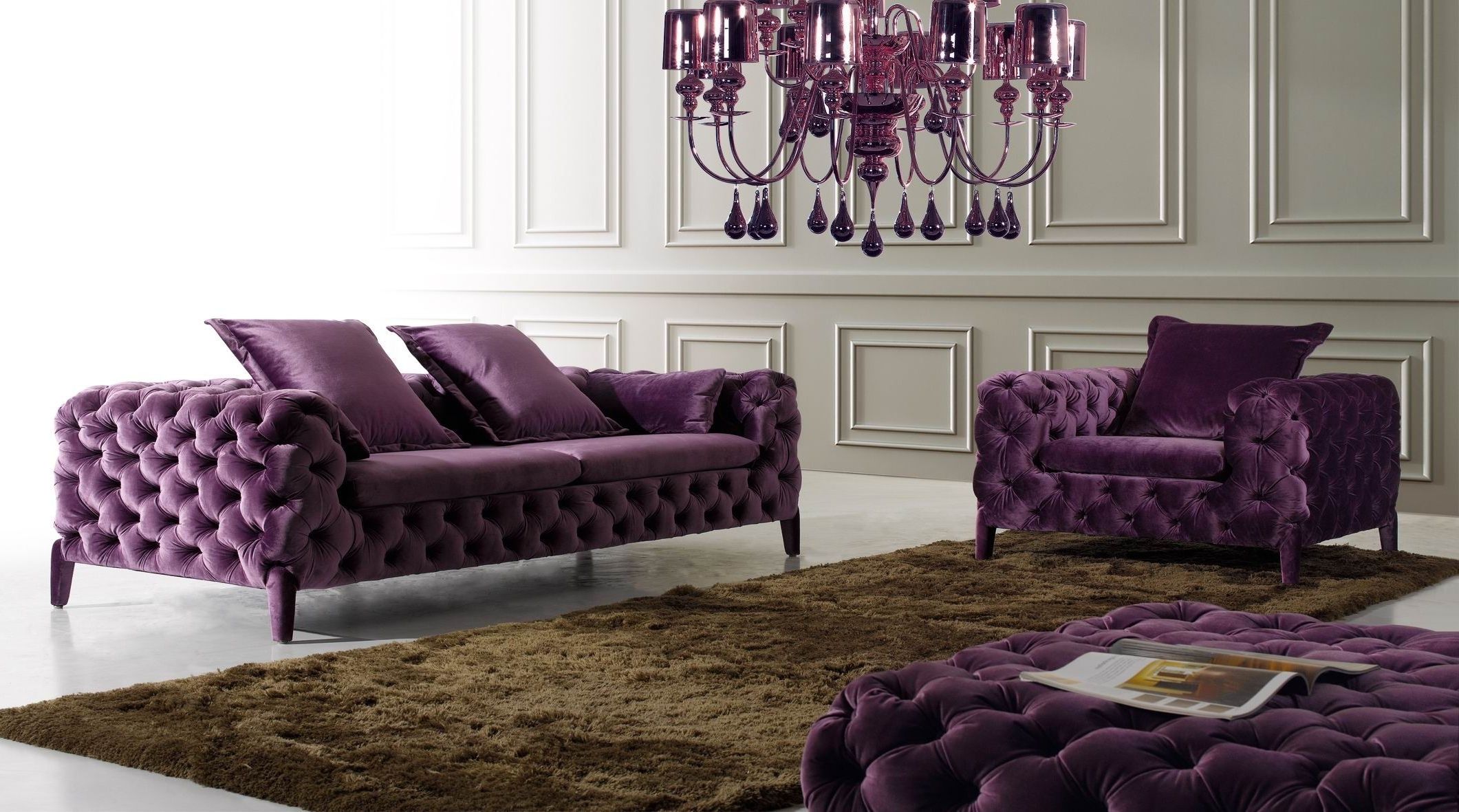 Fashionable Sofa : Luxury Purple Velvet Tufted Sofa Brilliant Pretty In Velvet Purple Sofas (View 5 of 20)