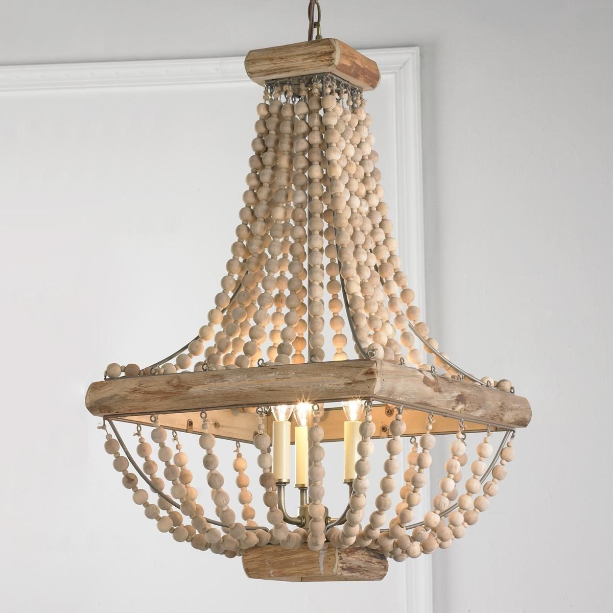 Fashionable Turquoise Wood Bead Chandeliers Intended For Wood Bead Chandelier From Romantic Bedrooms To Garden Solarium (View 1 of 20)