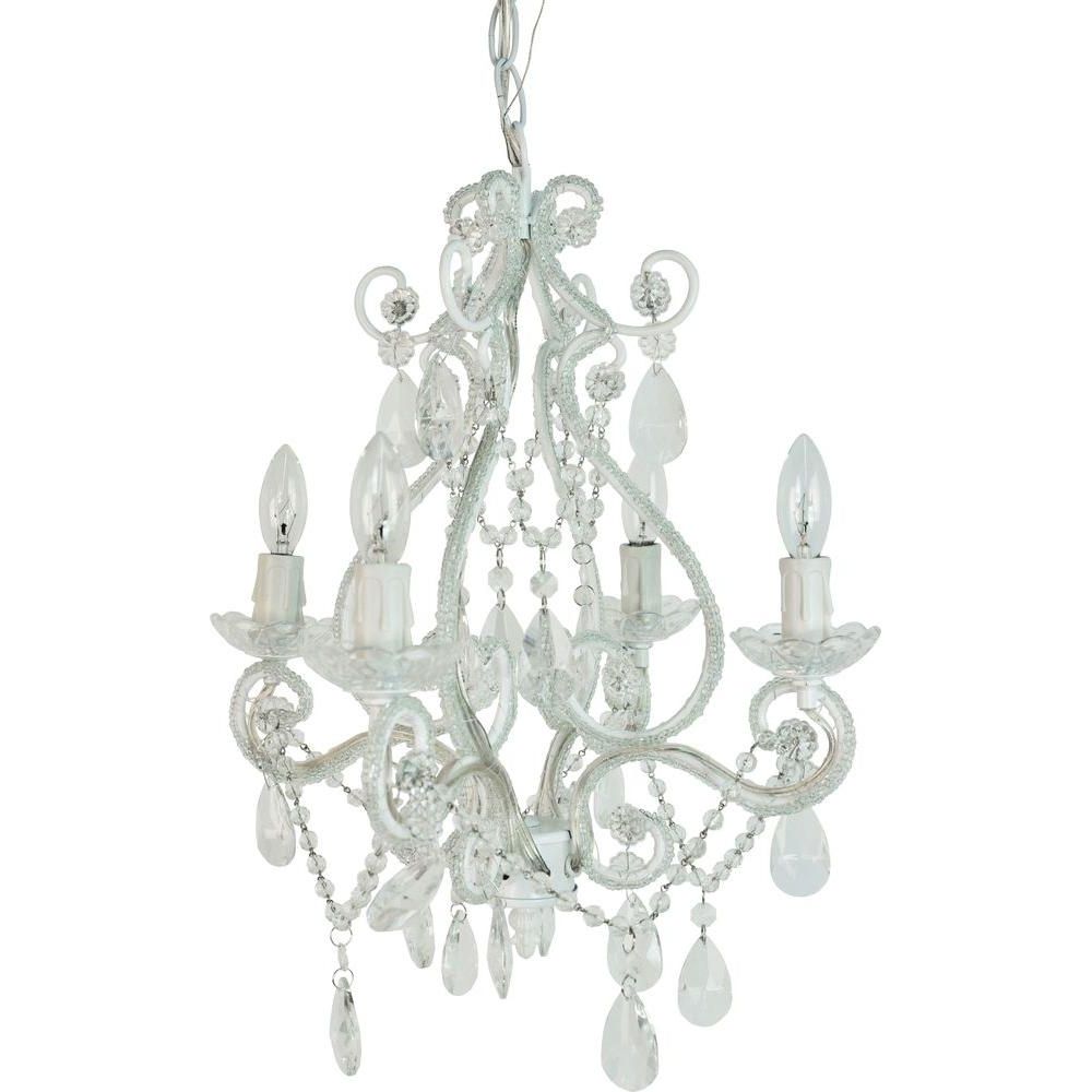 Fashionable White Chandeliers For Tadpoles 4 Light White Mini Chandelier Cchapl410 – The Home Depot (View 1 of 20)