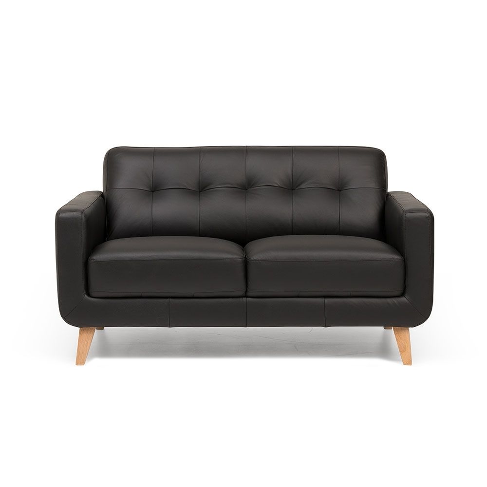 Flynn Leather 2 Seater Sofa – Black Target Furniture With Current Black 2 Seater Sofas (View 15 of 20)