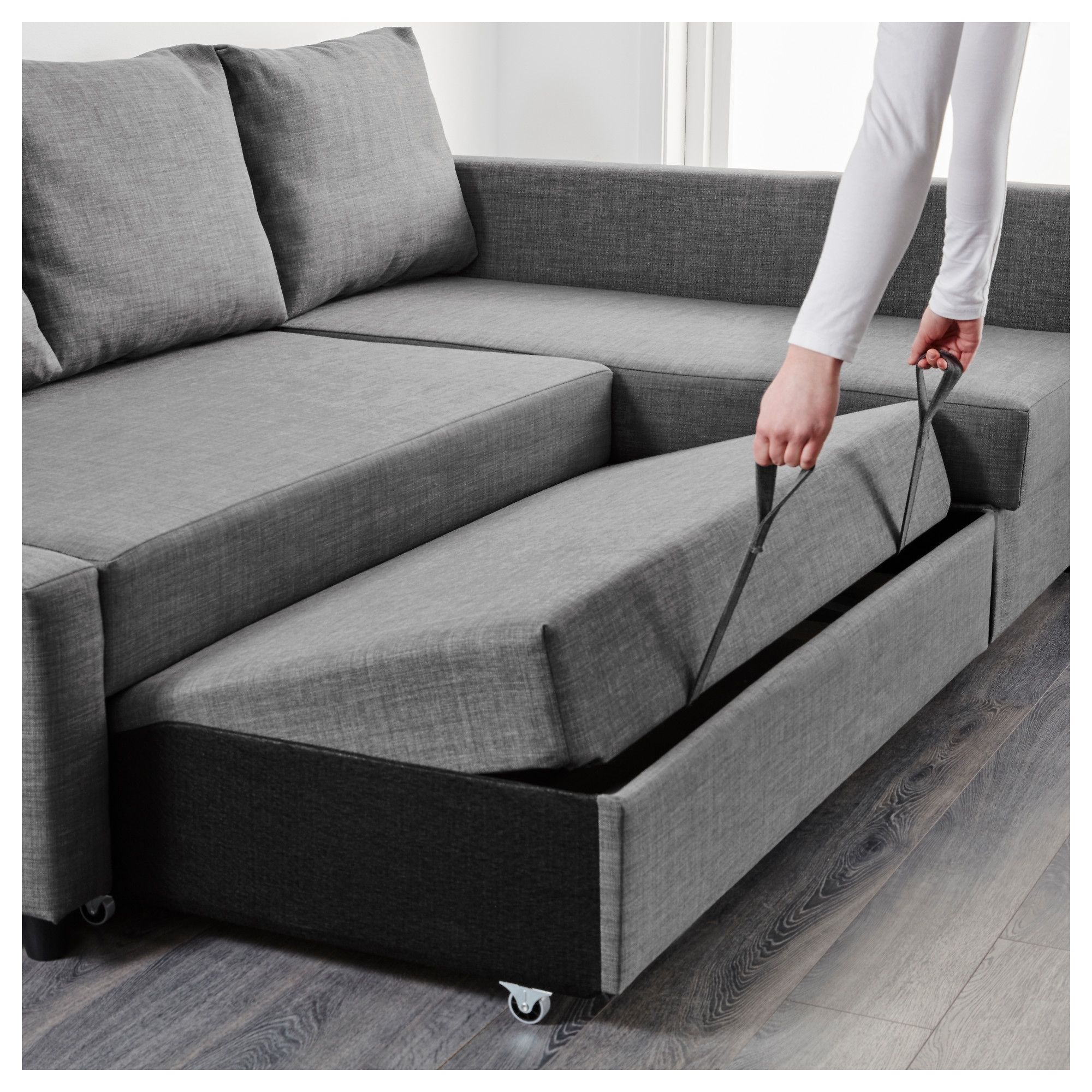 Friheten Corner Sofa Bed With Storage Skiftebo Dark Grey – Ikea Pertaining To Well Known Ikea Corner Sofas With Storage (View 1 of 20)