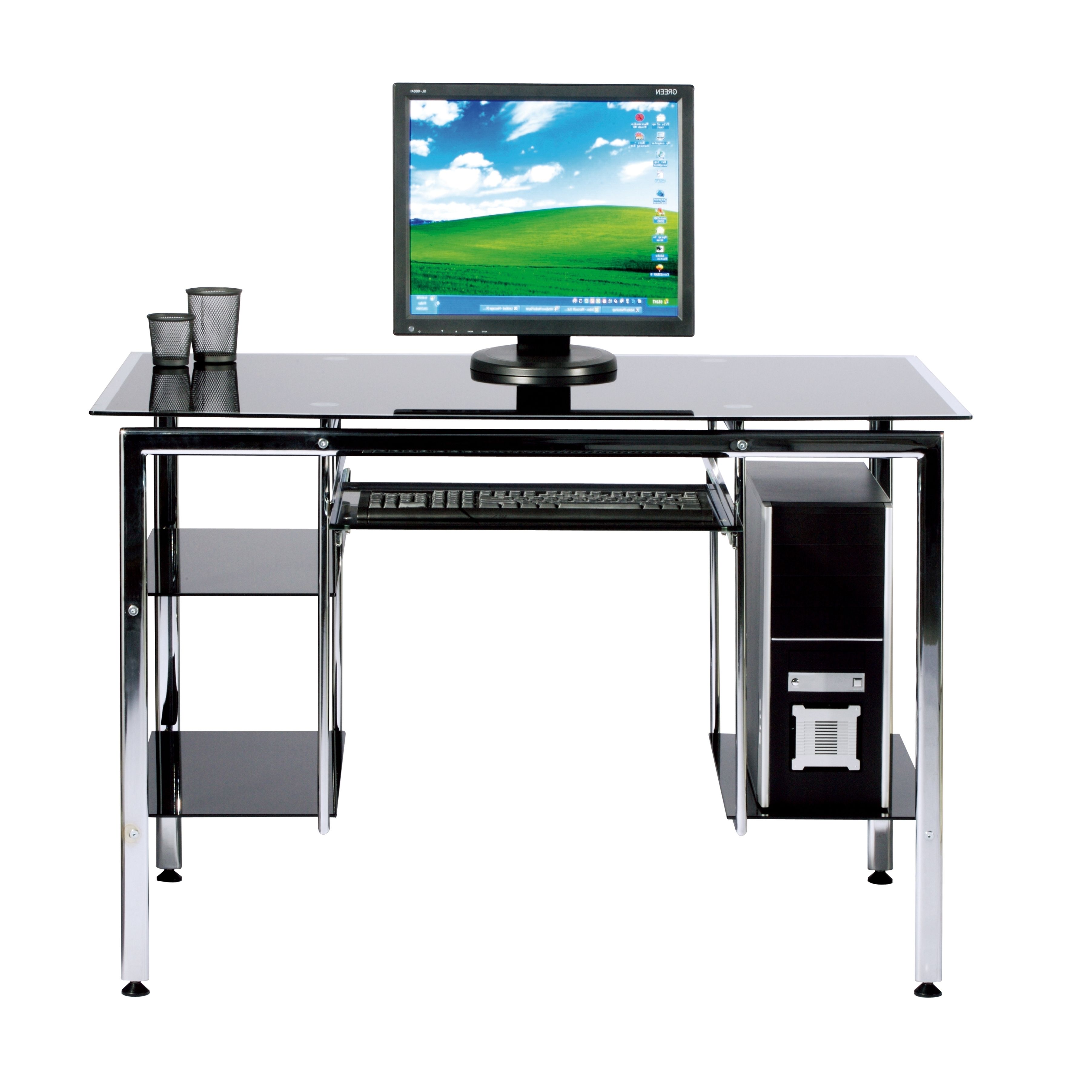 Funiture: Modern Computer Desks Ideas With Black Tempered Glass With Regard To Preferred Glass And Metal Computer Desks (View 15 of 20)