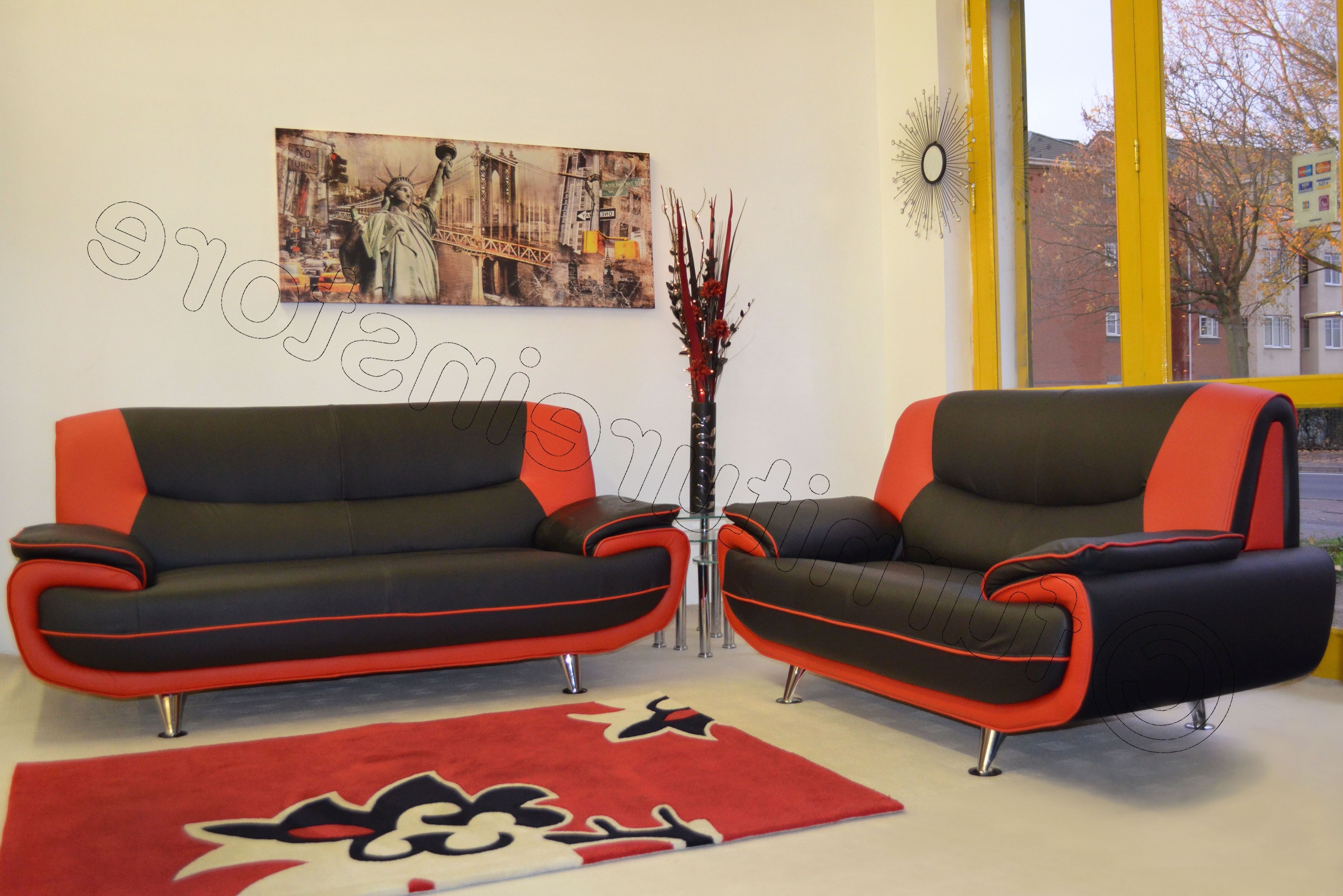 Latest Home Decor Modern Line Furniture Commercial Custom Made Red And Regarding Red And Black Sofas (View 1 of 20)