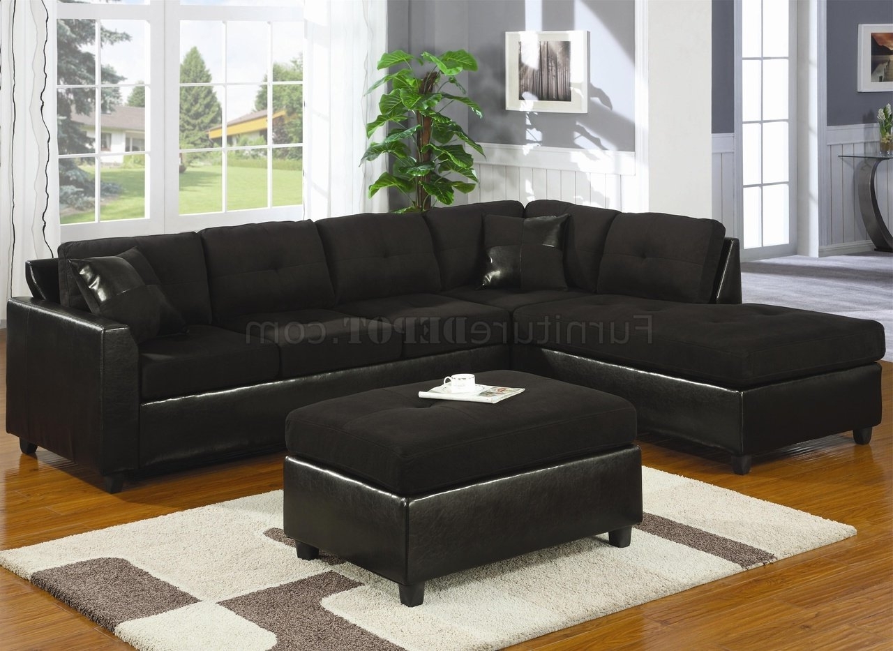 Microfiber & Faux Leather Contemporary Sectional Sofa 500735 Black Throughout 2019 Black Sectional Sofas (Photo 1 of 20)