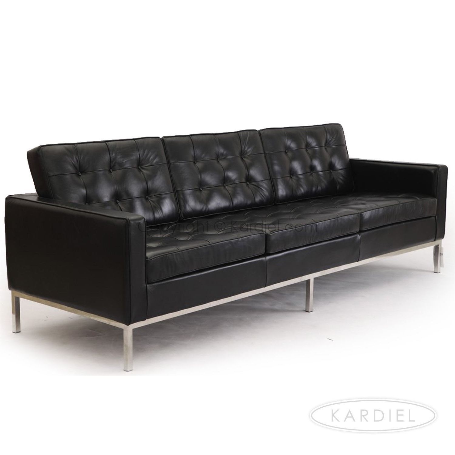 Most Popular Florence Knoll Style Sofas For Kardiel Florence Knoll Aniline Sofa 3 Seat Style Black Leather (Photo 10 of 20)