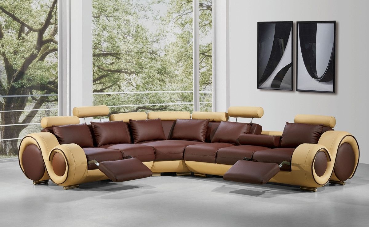 Most Popular Modern Leather Sectional Sofa With Recliners Throughout Leather Sectional Sofas (View 1 of 20)