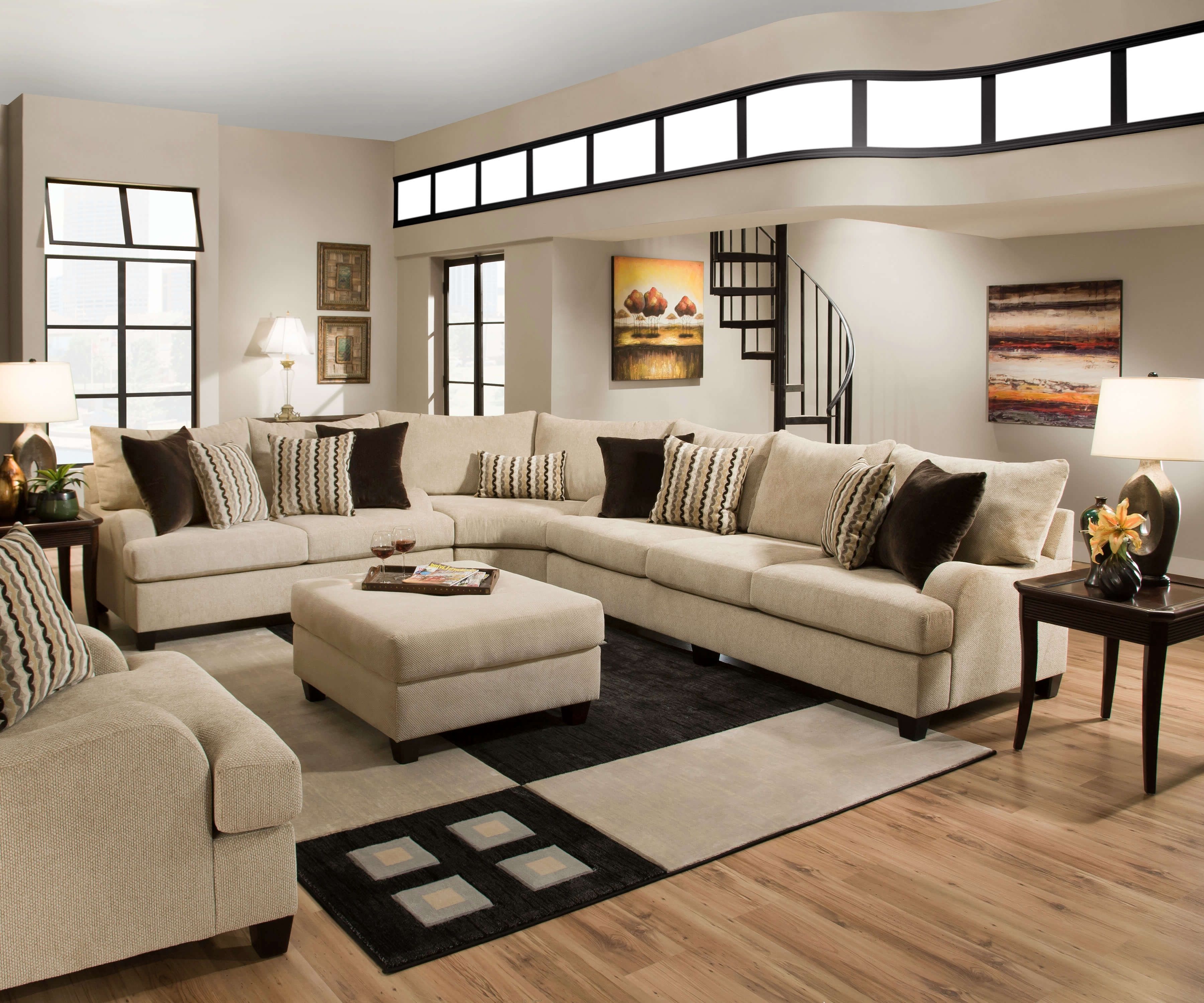 Most Popular Simmons Sectional Sofas Intended For Simmons Trinidad Taupe Sectional Set (View 10 of 20)