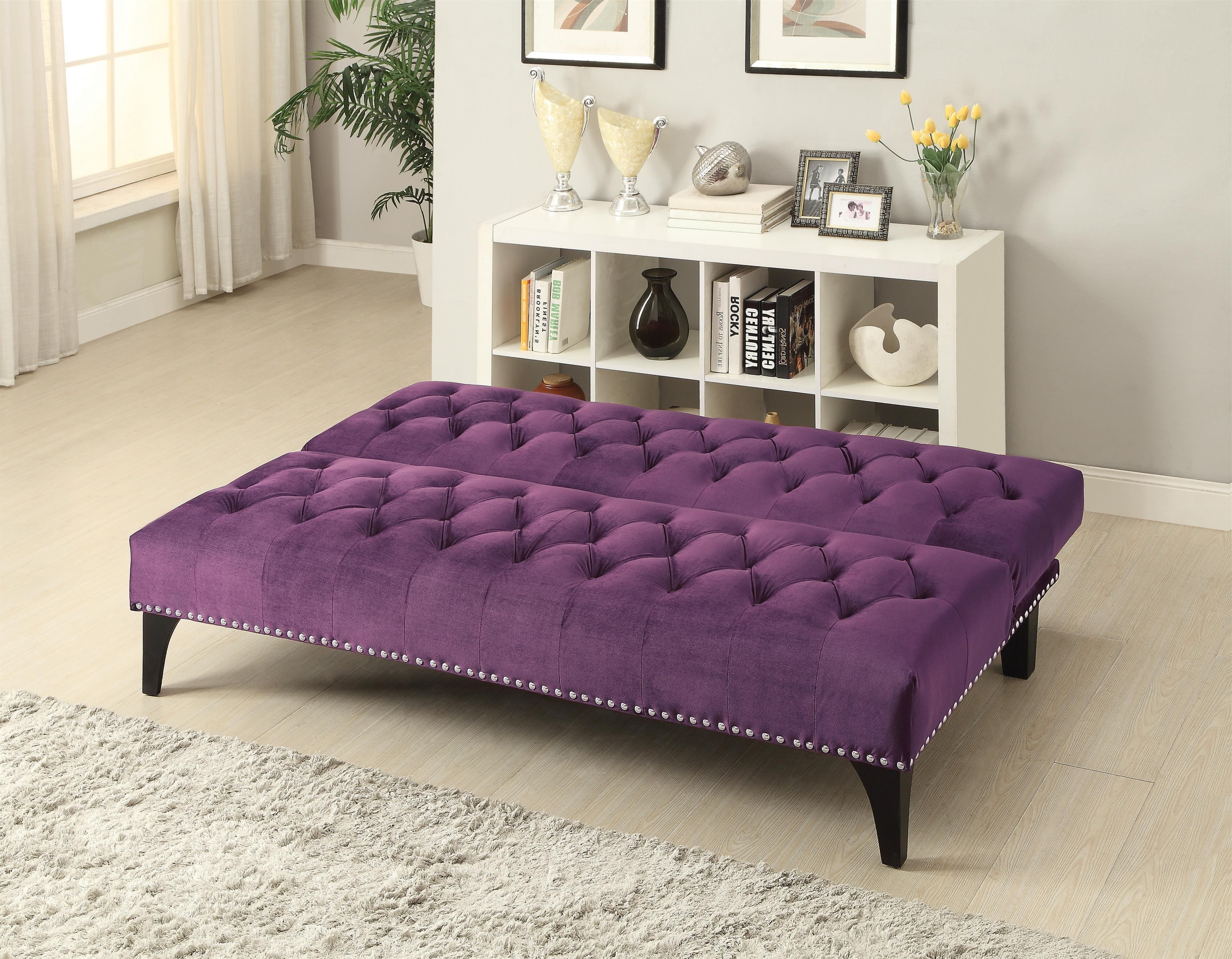Most Popular Sofa Beds And Futons Transitional Sofa Bed With Velvet Upholstery Pertaining To Velvet Purple Sofas (View 8 of 20)
