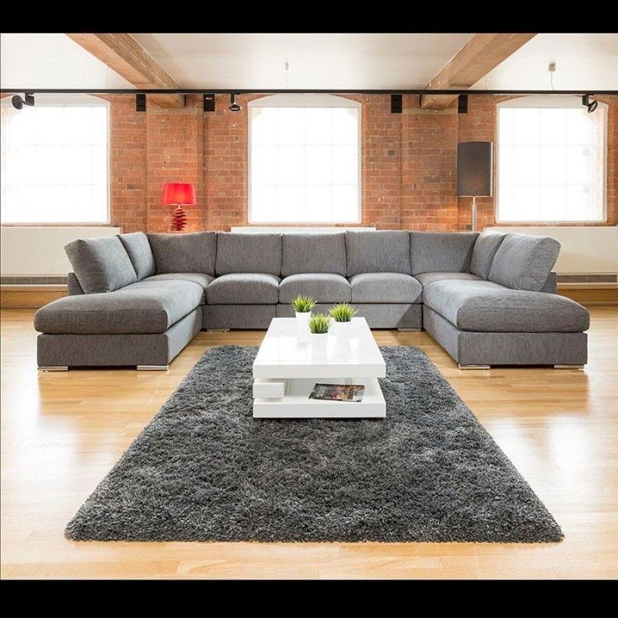 Most Recently Released Extra Large New Sofa Set Settee Corner Group U Shape Grey  (View 1 of 20)