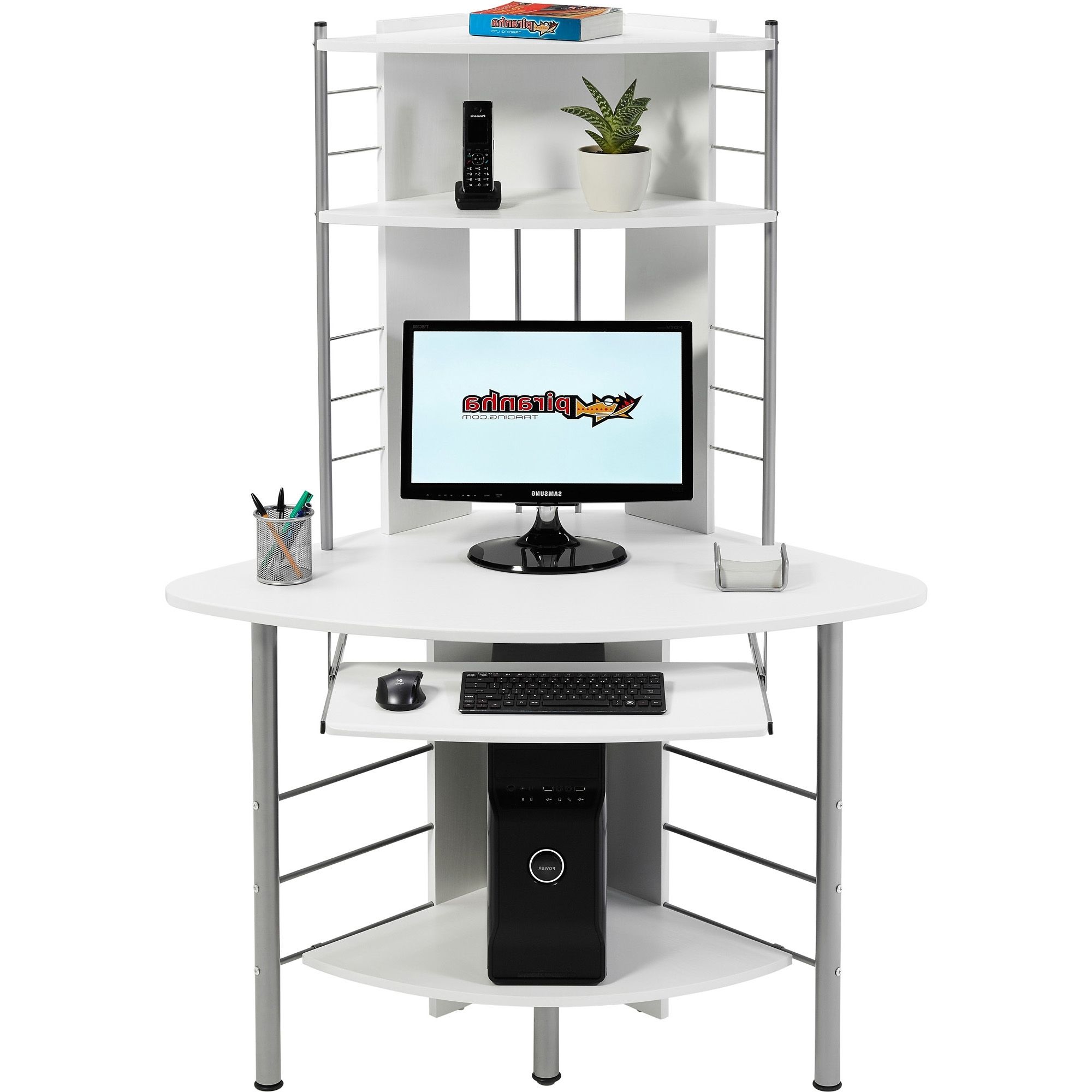 Most Recently Released Piranha Quality Compact Corner Computer Desk With Shelves For Home Regarding Quality Computer Desks (View 5 of 20)