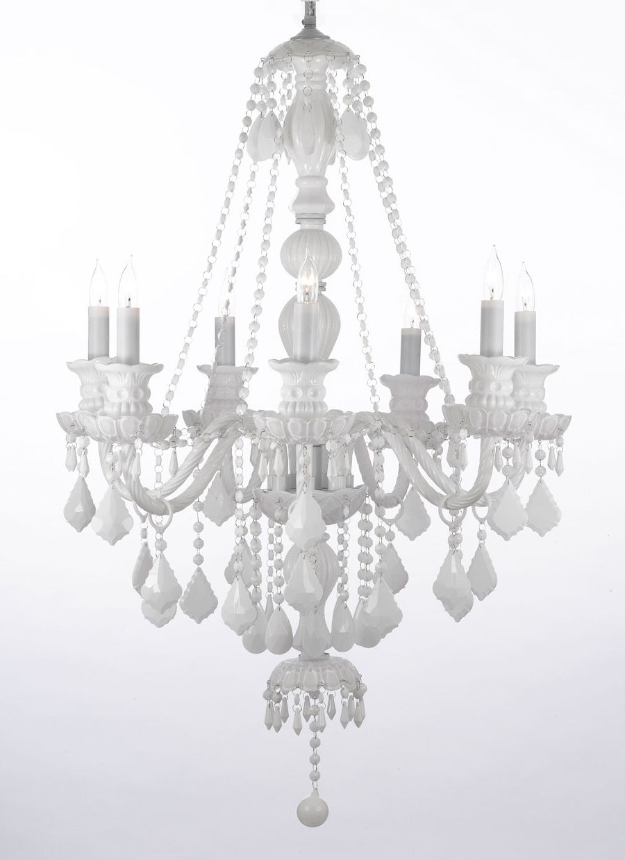 Most Recently Released White And Crystal Chandeliers Pertaining To G46 White/sm/490/7 Gallery Murano Venetian Style Snow White Crystal (View 1 of 20)