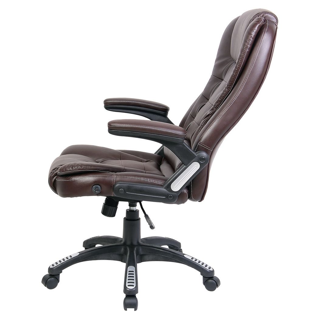 Most Up To Date Brown Leather Executive Desk Chair With Footrest And Height Back For Executive Office Chairs With Adjustable Arms (View 2 of 20)