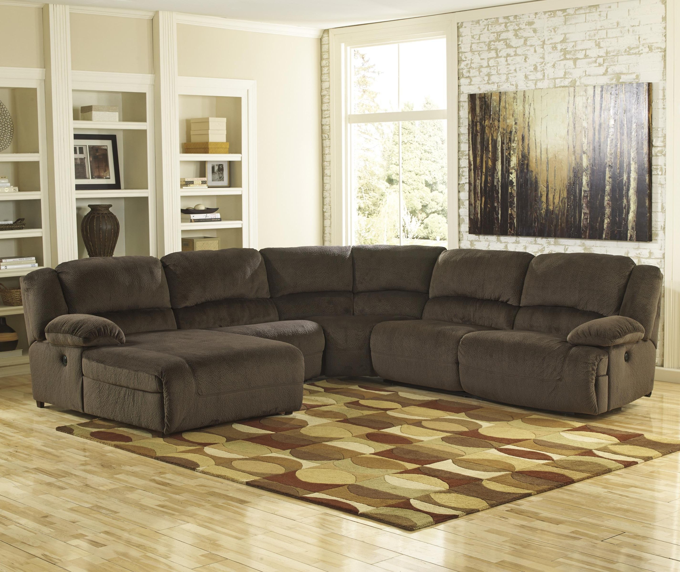 Most Up To Date Jonesboro Ar Sectional Sofas Inside Signature Designashley Toletta – Chocolate Reclining Sectional (View 4 of 20)
