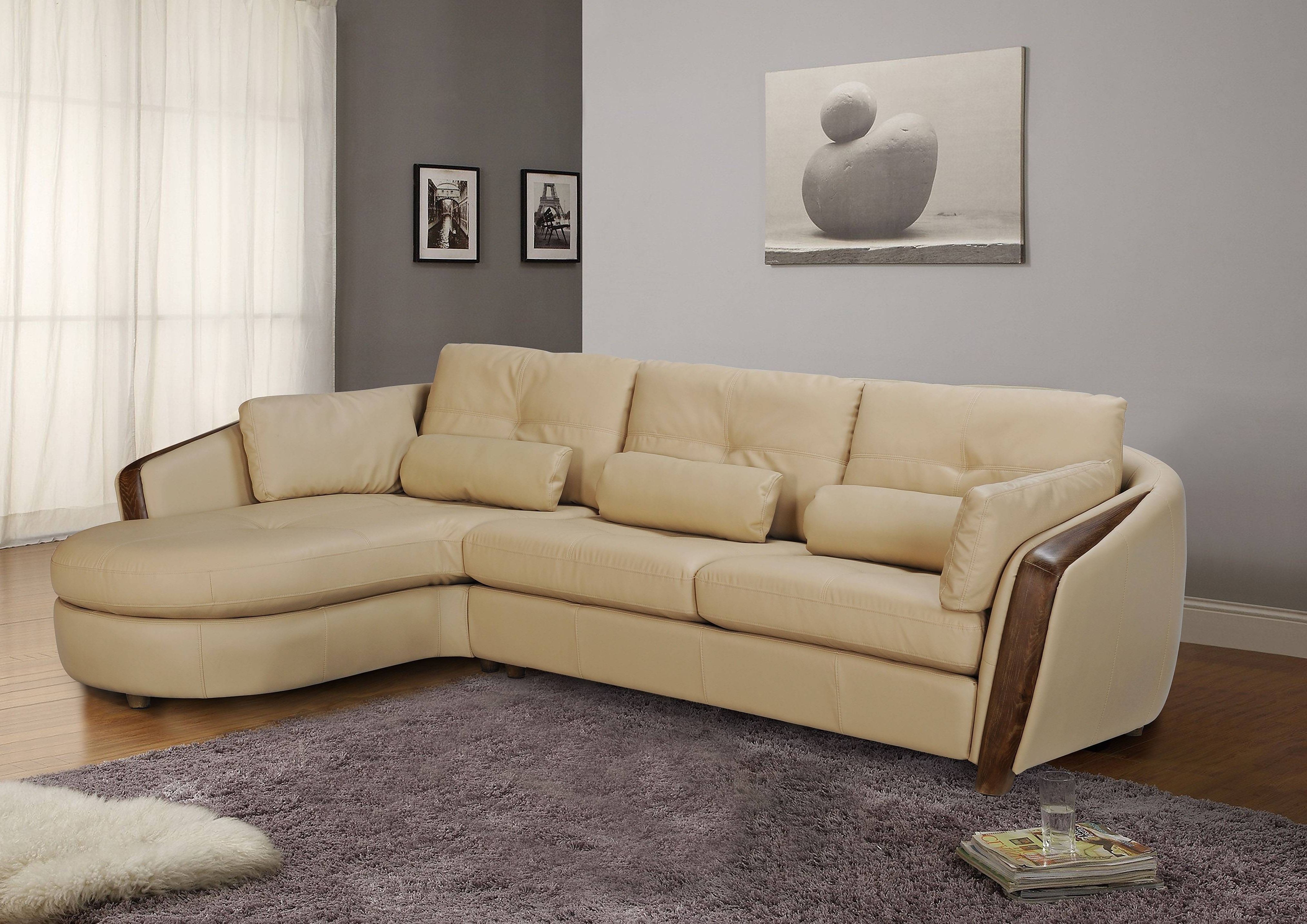 Most Up To Date Newmarket Ontario Sectional Sofas With Taupe Bonded Leather Sectional Sofa With Ash Wood Accent Baltimore (View 1 of 20)