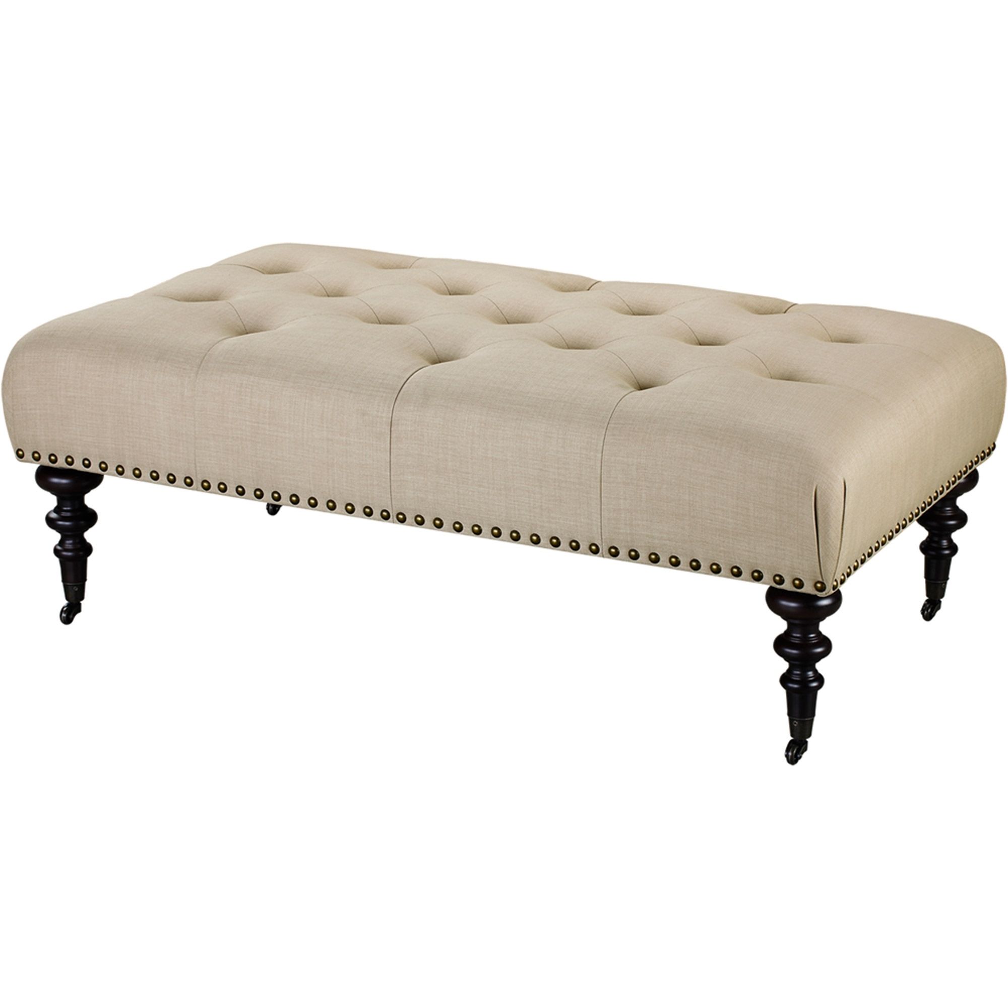 Most Up To Date Ottomans With Wheels With Regard To Dorel Living Winston Button Tufted Upholstered Ottoman, Beige (View 8 of 20)