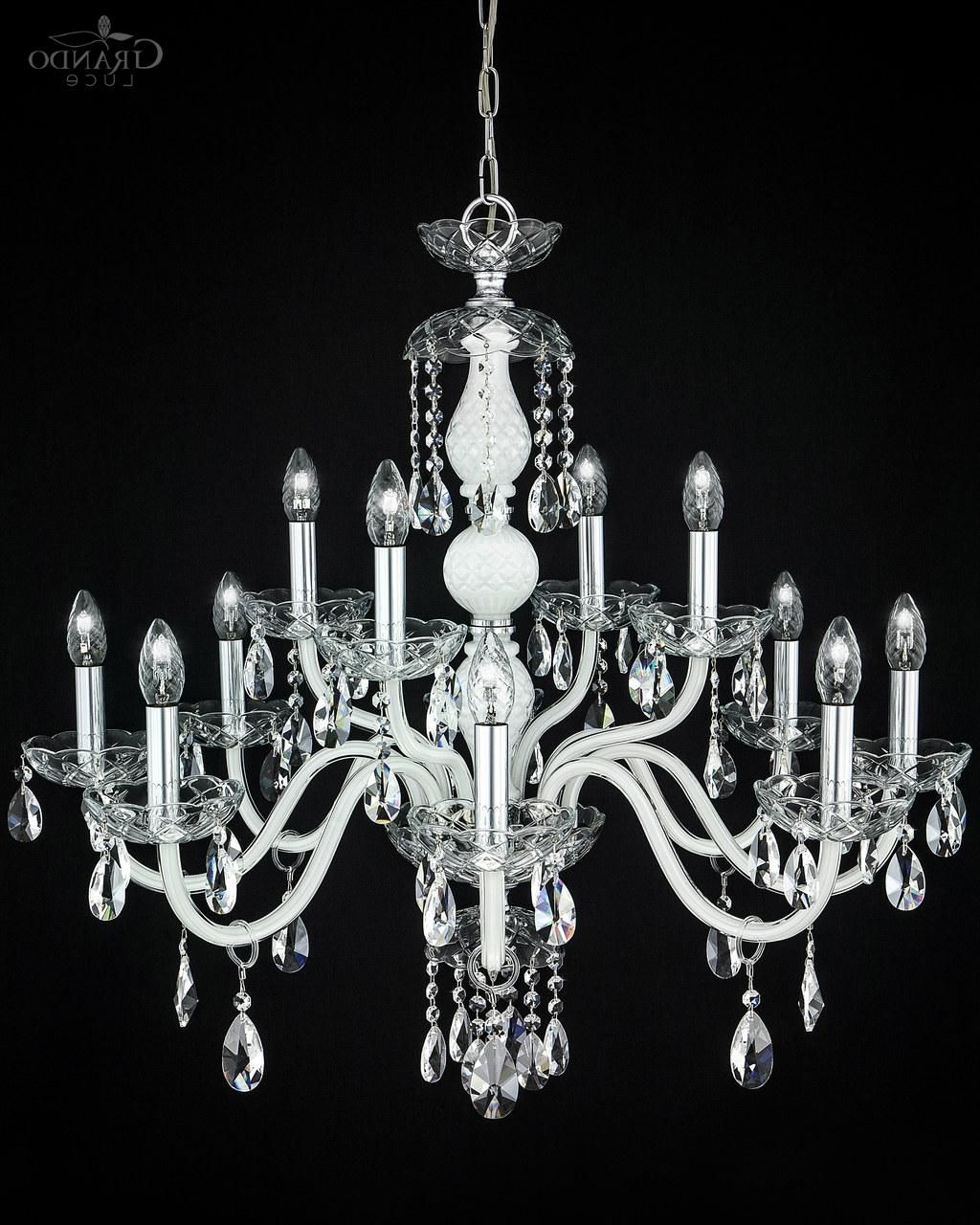 Newest 104/ch 8+4 Chrome White Crystal Chandelier – Grandoluce Within White And Crystal Chandeliers (View 5 of 20)
