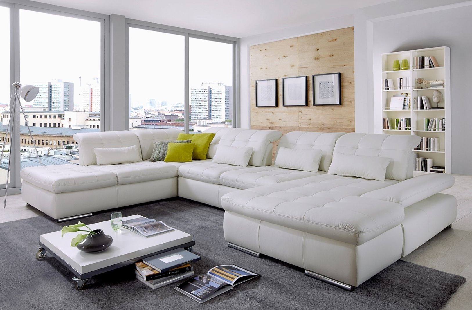 Popular Alpine Sectional Sofa In Punch White Leather Throughout Trinidad And Tobago Sectional Sofas (View 1 of 20)