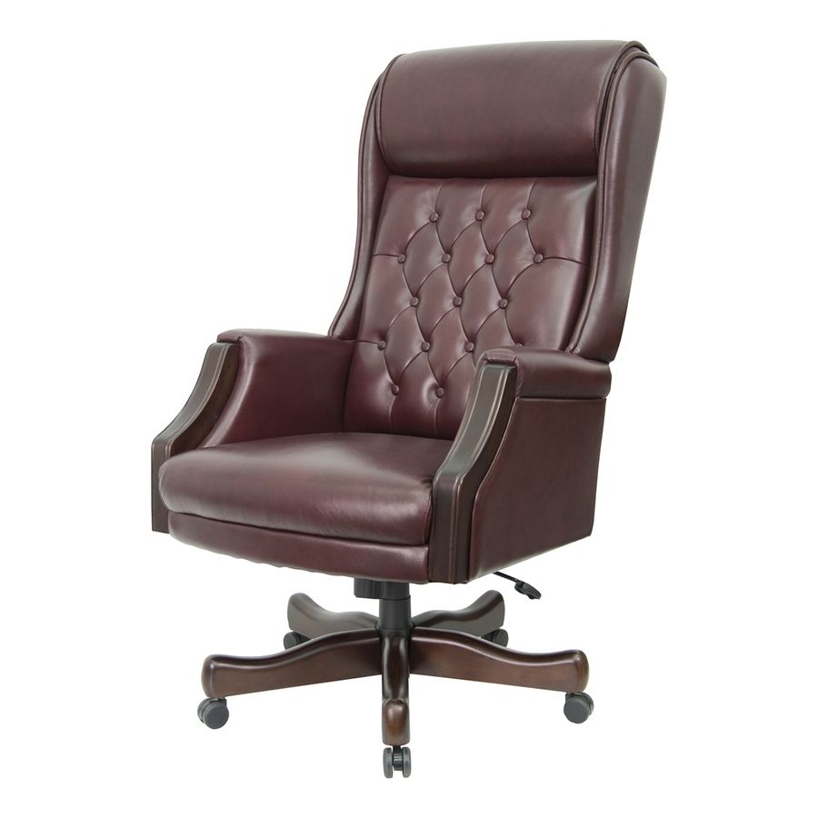 Popular Shop Flash Furniture Mahogany/burgundy Top Grain Leather With Regard To Leather Wood Executive Office Chairs (View 7 of 20)
