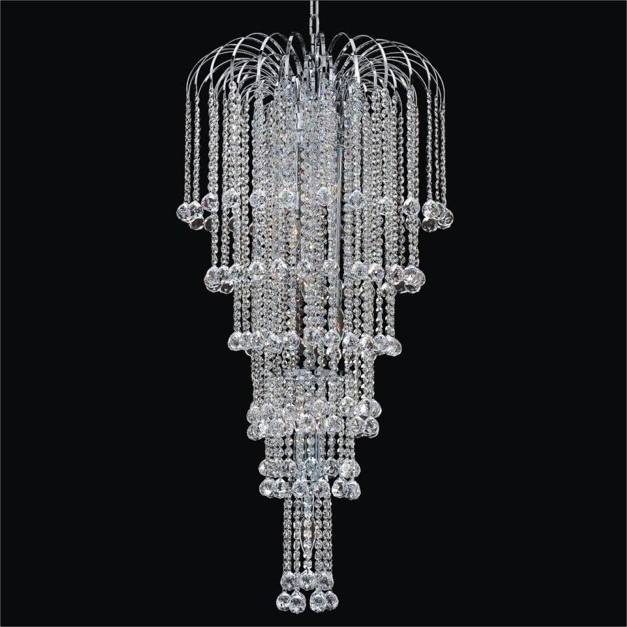 Popular Waterfall Crystal Chandelier Inside Faceted Ball Waterfall Grand Chandelier (View 1 of 20)