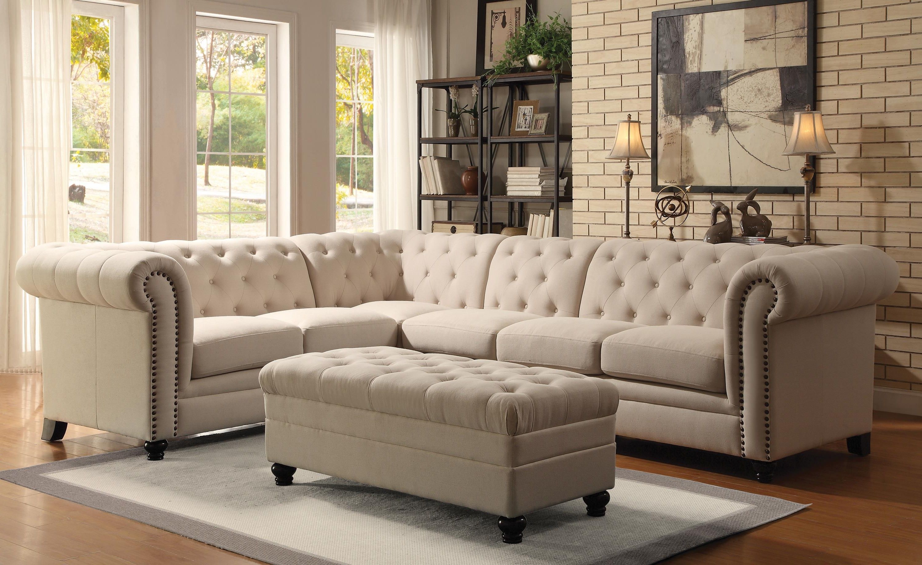 Preferred Button Tufted Sectional Sofa With Armless Chaircoaster (View 1 of 20)