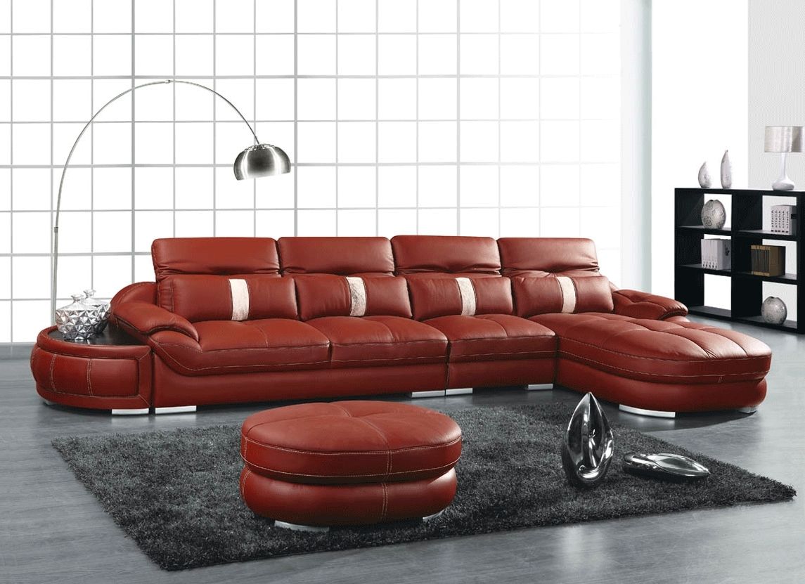 Preferred Furniture. Red Leather Sectional Sofas Having Sofa Bed And Round Intended For Small Red Leather Sectional Sofas (Photo 18 of 20)