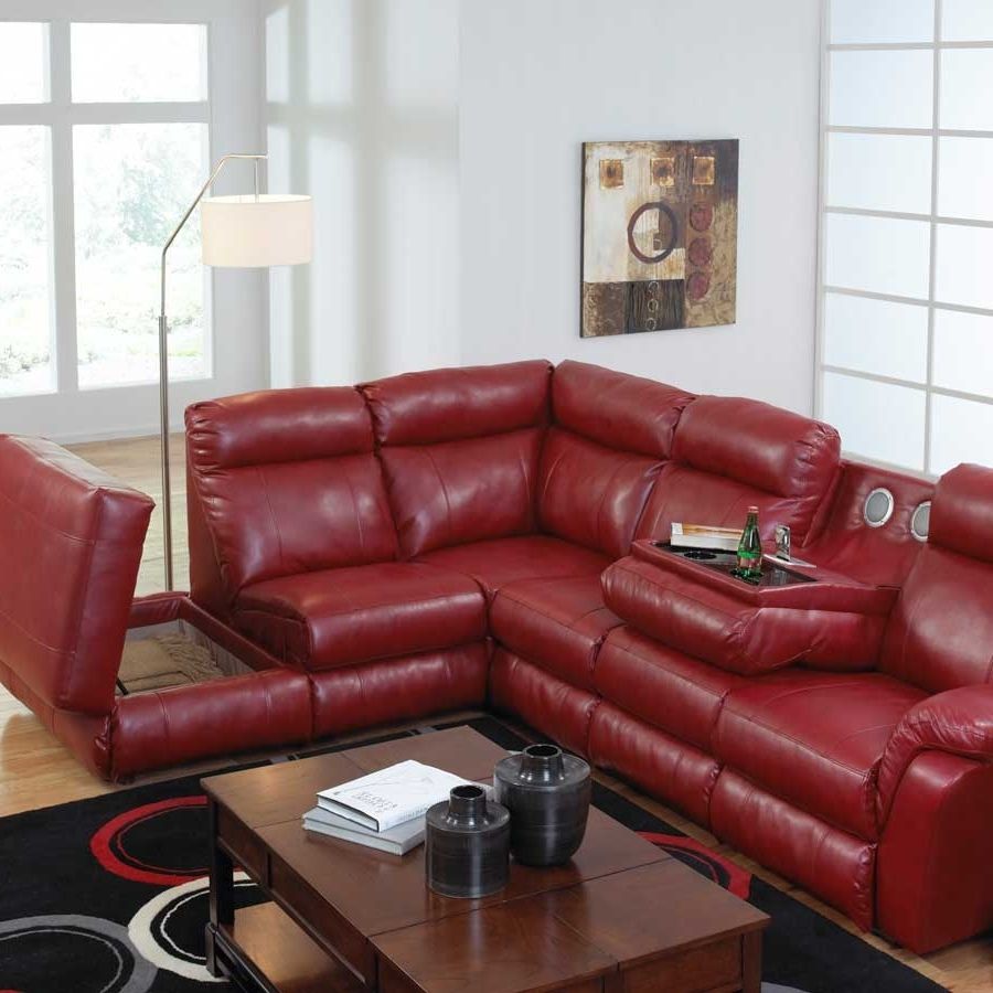 Preferred Red Leather Sectional Sofas With Recliners Regarding Catnapper Chastain Bonded Leather Sectional With Storage Chaise (Photo 1 of 20)