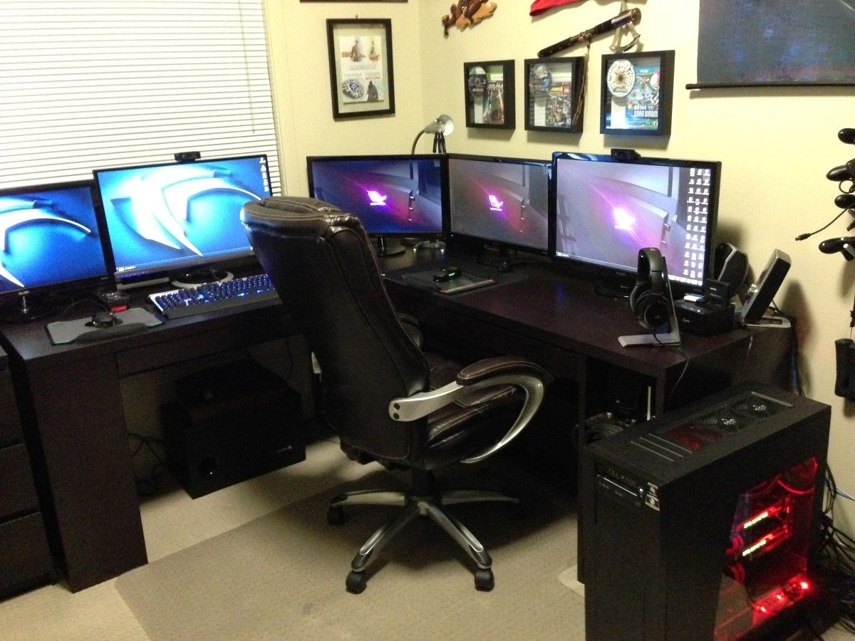 Quality Computer Desks Regarding Most Current About Multiple Monitor Pc Desk Including High End Computer  (View 12 of 20)