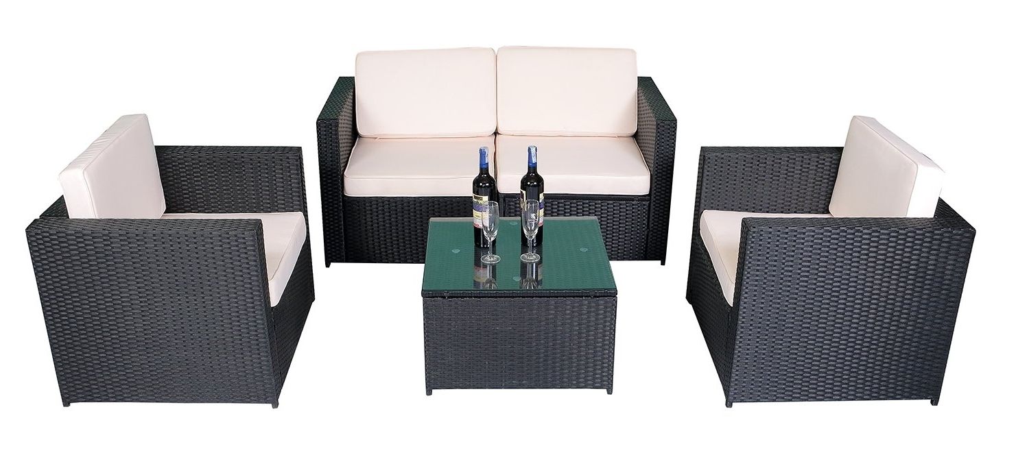 Rakuten: Mcombo 5pcs Black Wicker Patio Sectional Outdoor In Recent Outdoor Sofa Chairs (View 15 of 20)